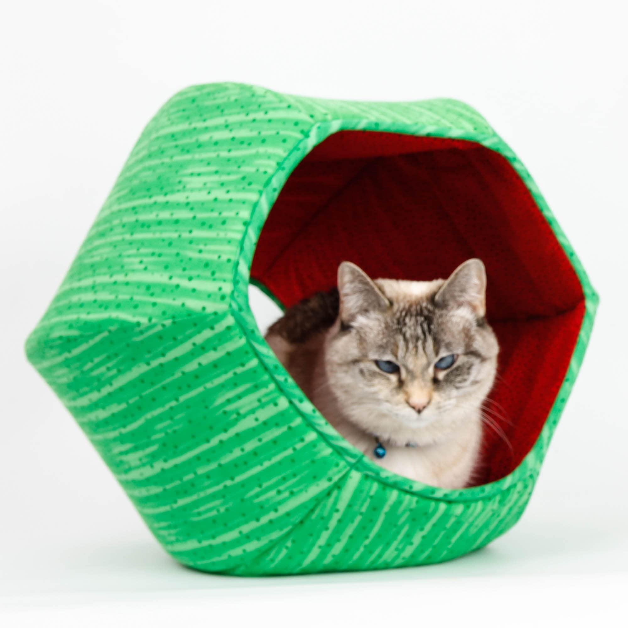Abstract Watermelon Cat Ball Bed - Cozy Round Pet Bed for Cats & Small Dogs - Perfect for Indoor Lounging, Napping & Playtime