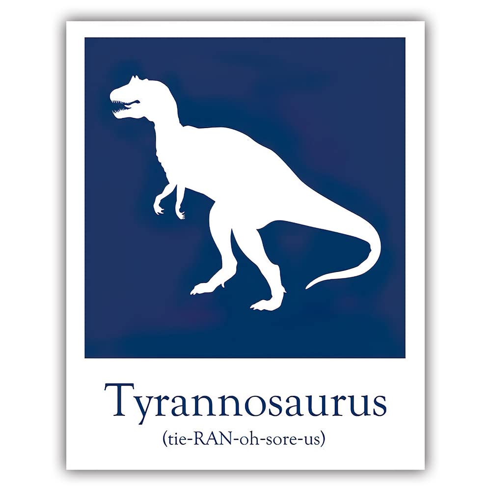 Dinosaur Wall Art - Tyrannosaurus Rex Canvas Print, Dark Blue Dinosaur Poster for Boys Room, Kids Bedroom, Classroom & Living Room Decor - Frameless 24x30 Inch - Perfect for Dinosaur Theme Parties & Educational Spaces