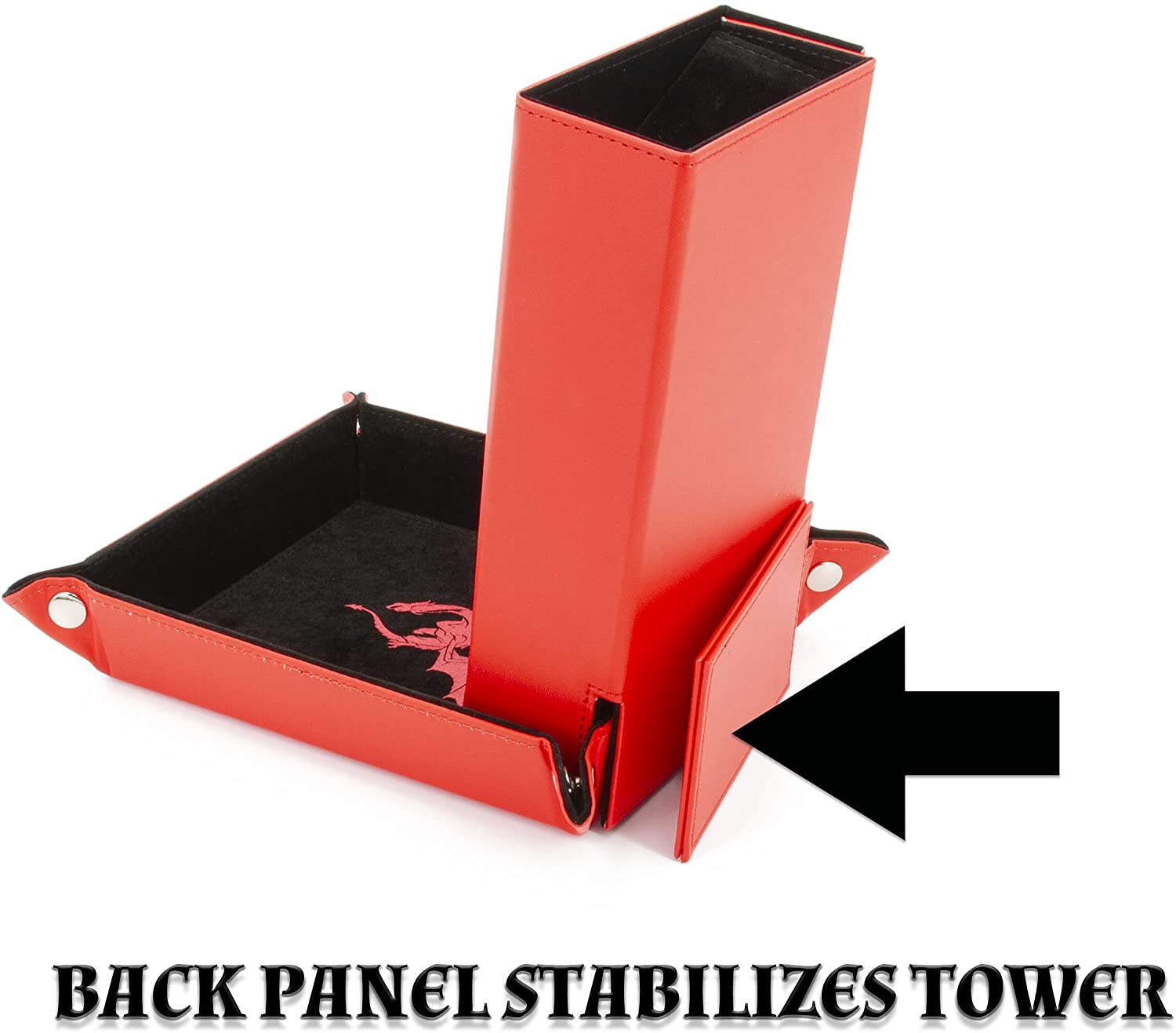 CASEMATIX Portable Folding Dice Tower with Non-Scratch Felt Interior - 8 Auto Dice Roller & Tray for Fair Random Rolls (Red) - Perfect for D&D, Board Games & RPG Adventures