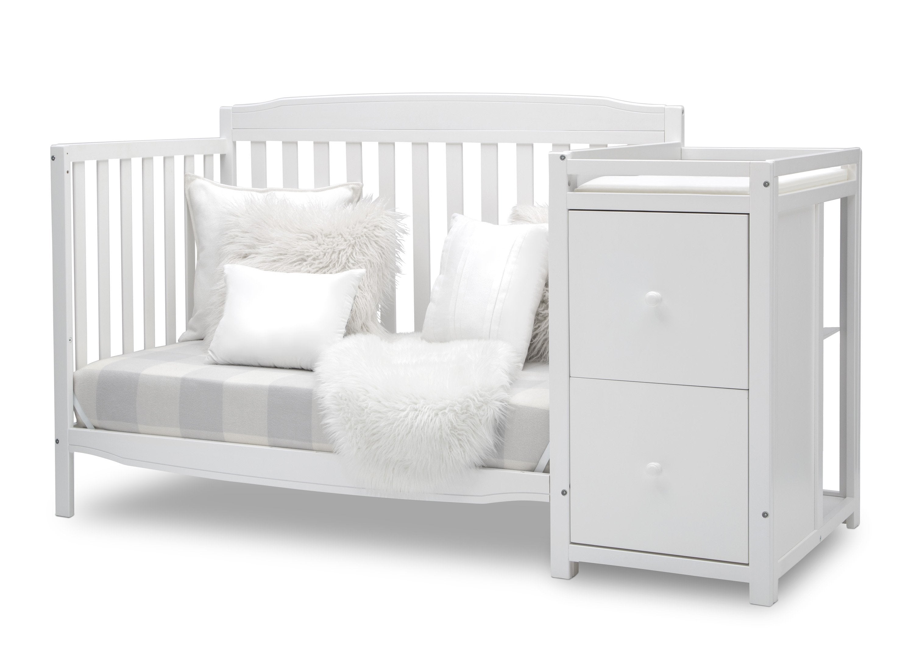 6-in-1 Convertible Mason Crib with Changer - Baby Nursery Essentials for Newborn to Toddler | Perfect for Small Spaces & Modern Nurseries