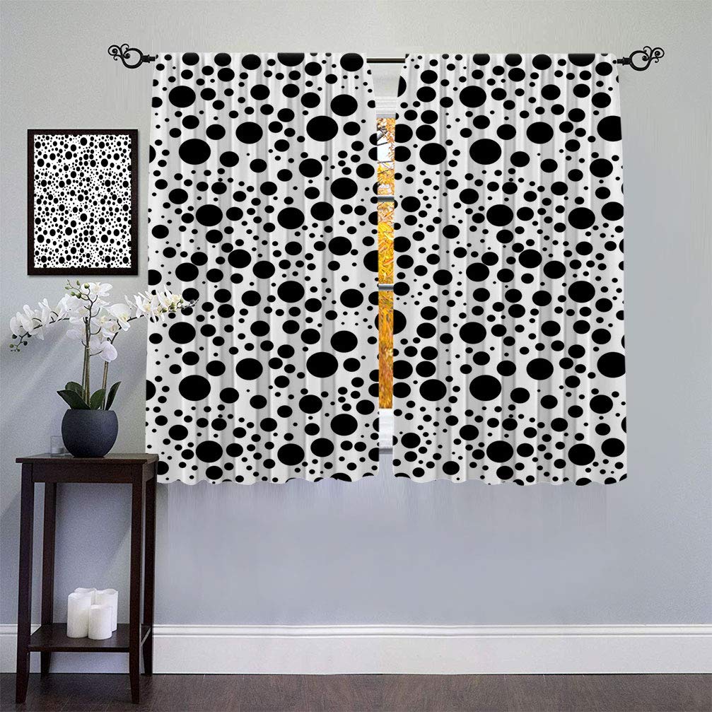 Black and White Dotted Room Darkening Curtains - 27.5
