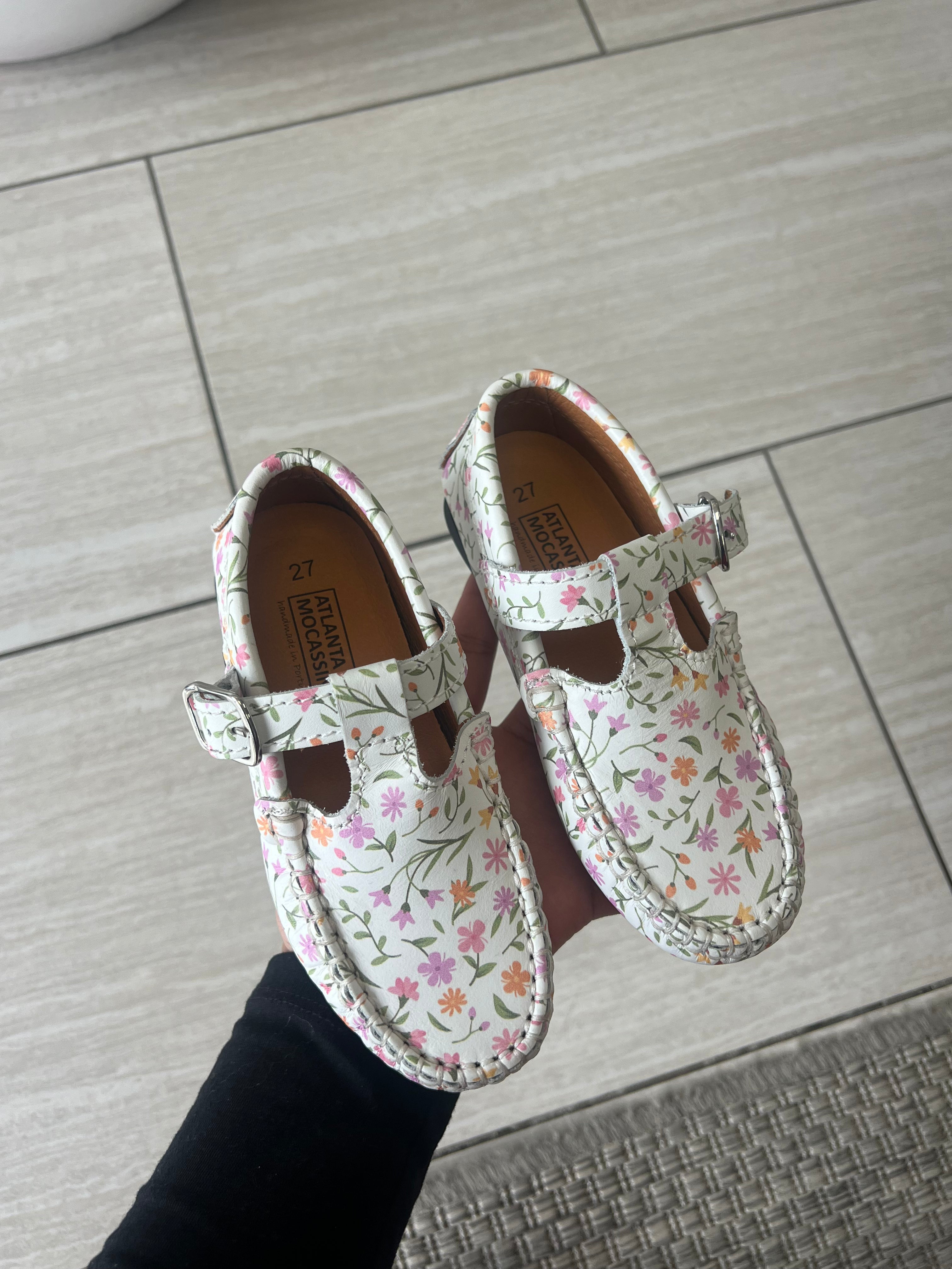 Women's Atlanta Floral T-Strap Moccasin Loafers - Comfortable & Stylish Slip-On Shoes for Casual Outfits, Work, and Travel