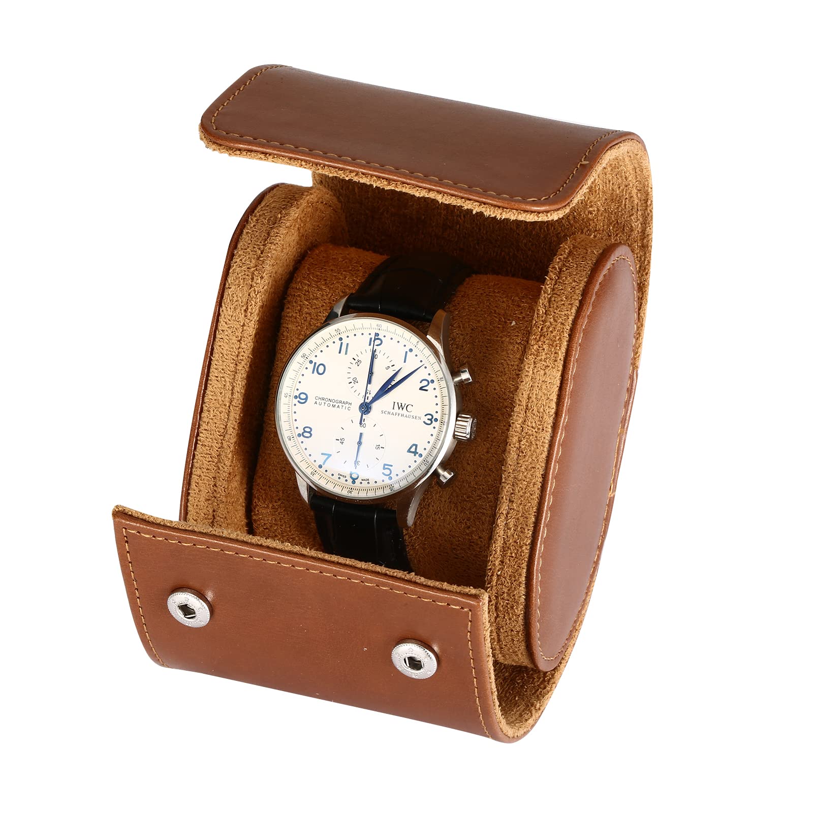JQUEEN Leather Watch Roll Case for Men & Women - Travel & Storage