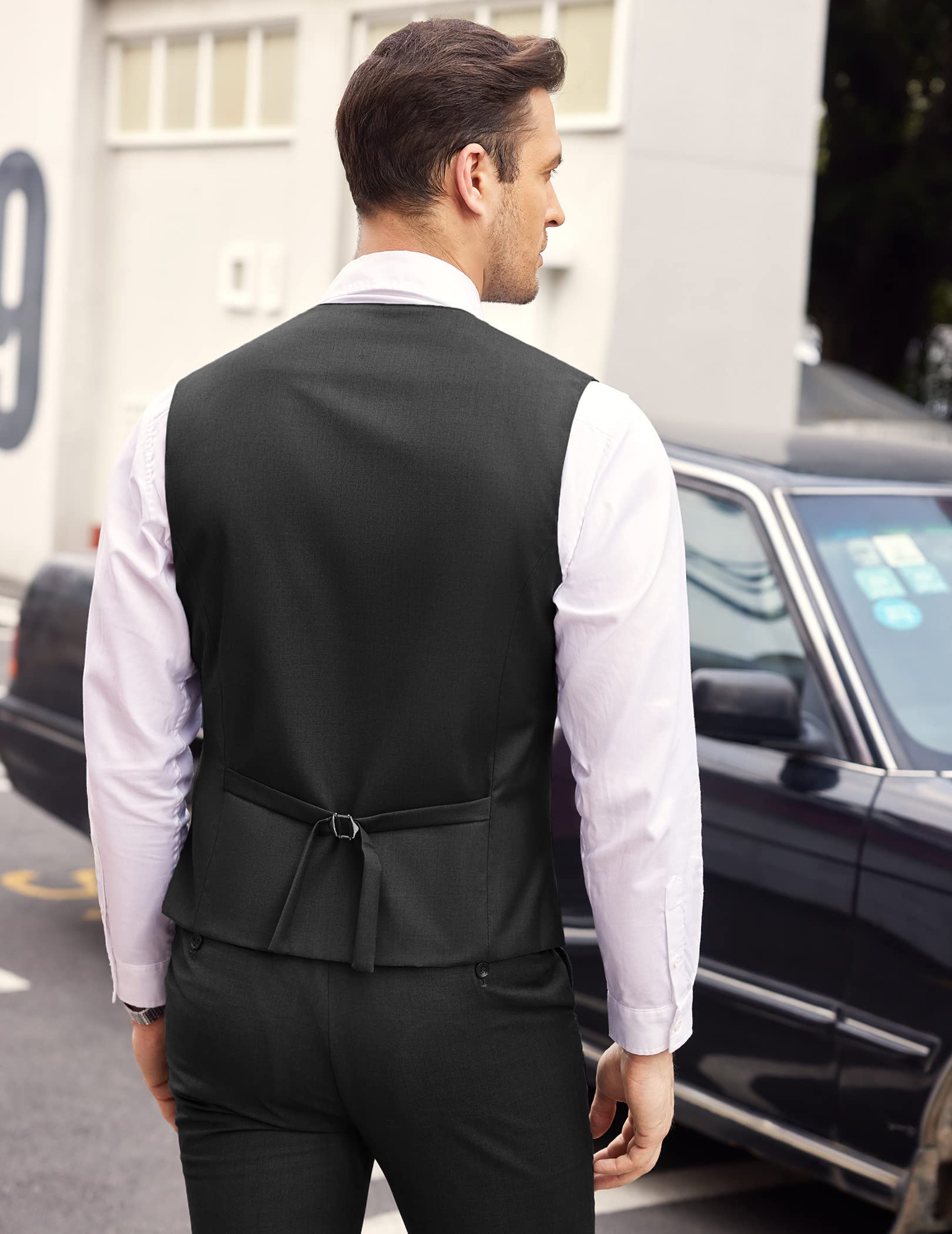 COOFANDY Men's Slim Fit Layered Suit Vest - Formal Business Waistcoat for Wedding & Office Wear | Premium Dress Vest for Groomsmen, Business Meetings & Special Occasions