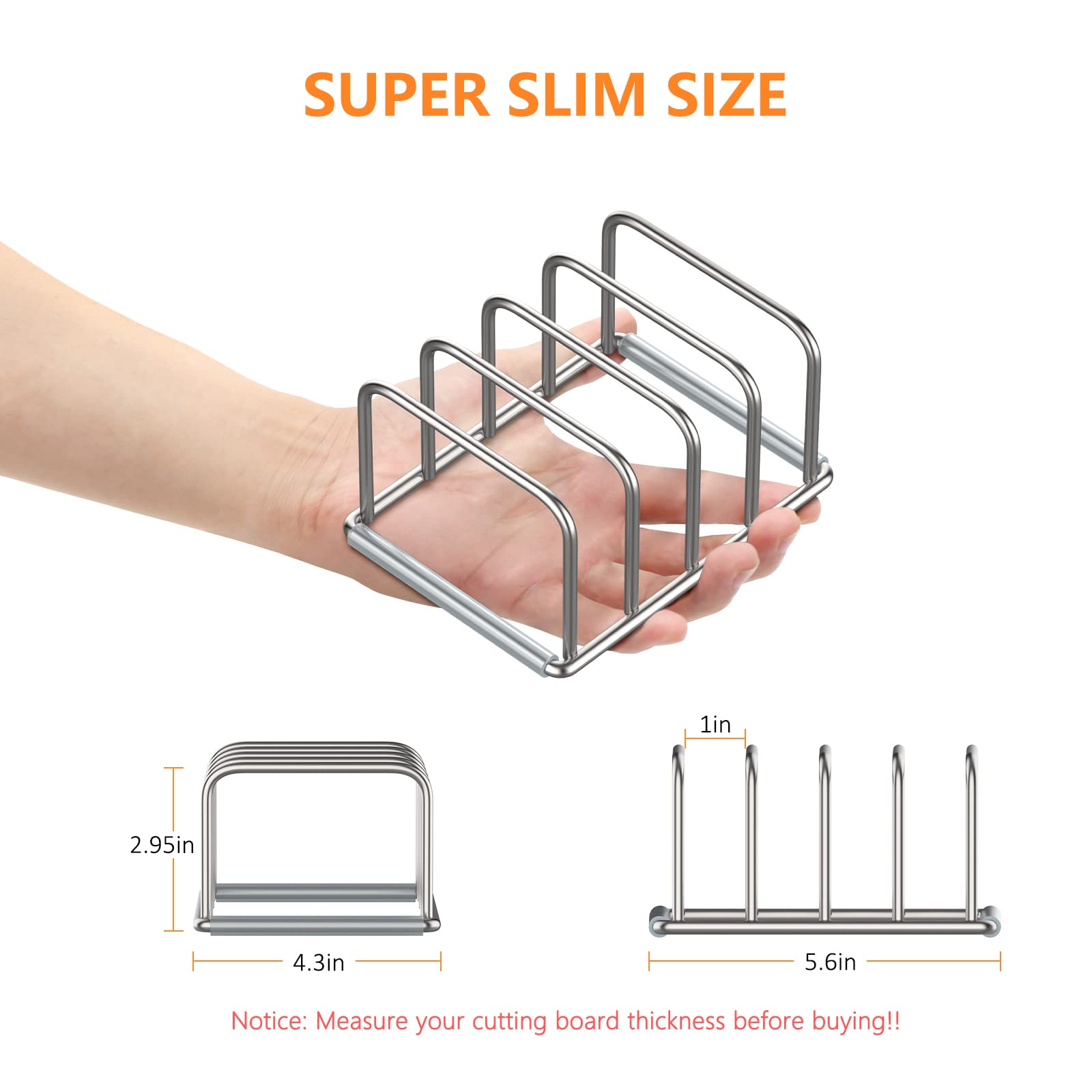 Premium 304 Stainless Steel Cutting Board Organizer Stand - Kitchen Countertop Storage Rack for Chopping Boards, Pot Lids, Baking Sheets & Cookie Trays (1-Inch Slots) - Space-Saving Solution for Organized Kitchens & Baking Stations