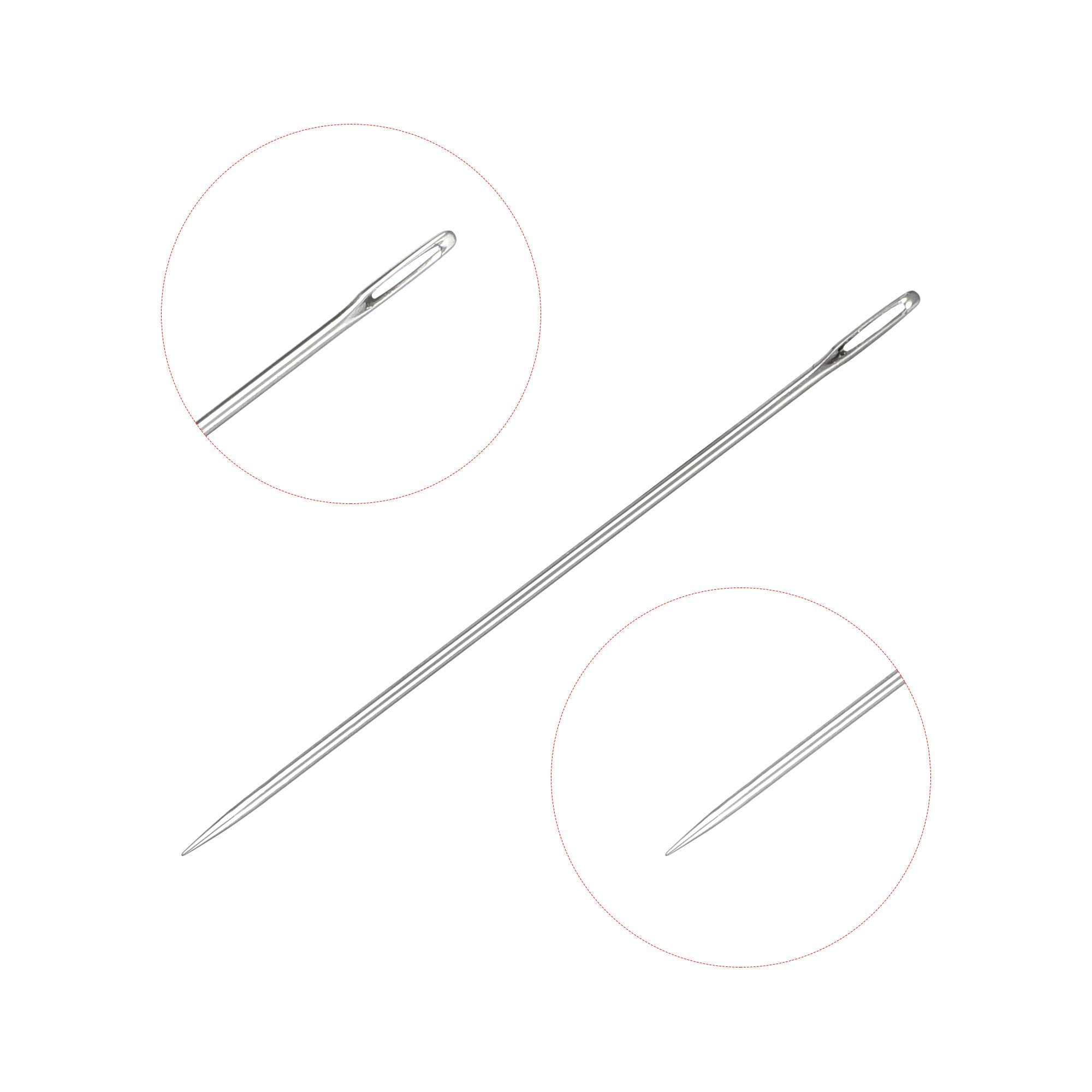 uxcell 25pcs Beading Needles with Cotton Threads - 3.5-inch Long Upholstery Needles with Large Eye for Quilting, Darning & Beading | Perfect for Sewing, Crafting & DIY Projects