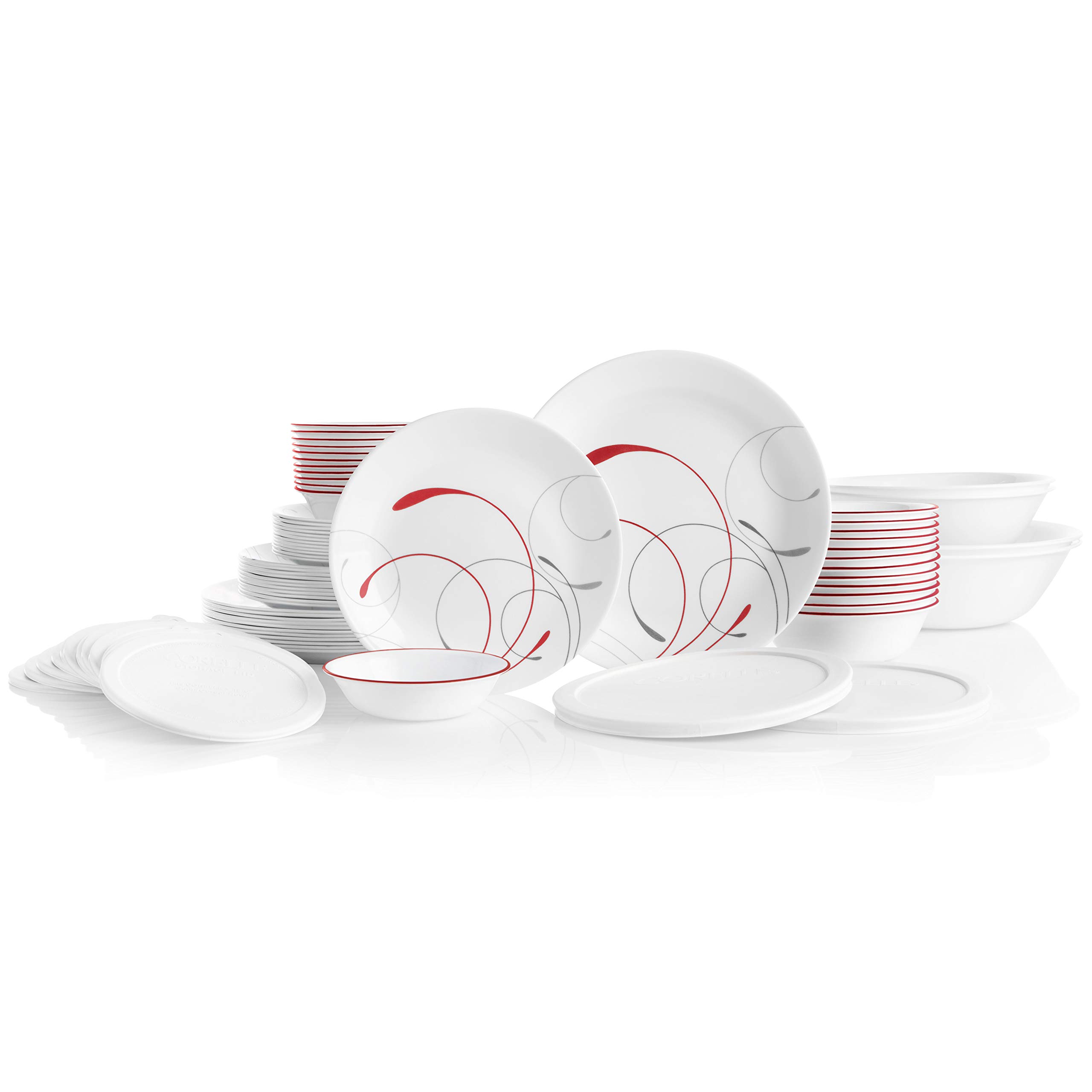 Corelle Vitrelle 78-Piece Dinnerware Set for 12 - Triple Layer Chip Resistant Glass Plates & Bowls - Lightweight Round Dish Set - Splendor Collection - Perfect for Family Dinners, Parties & Everyday Use