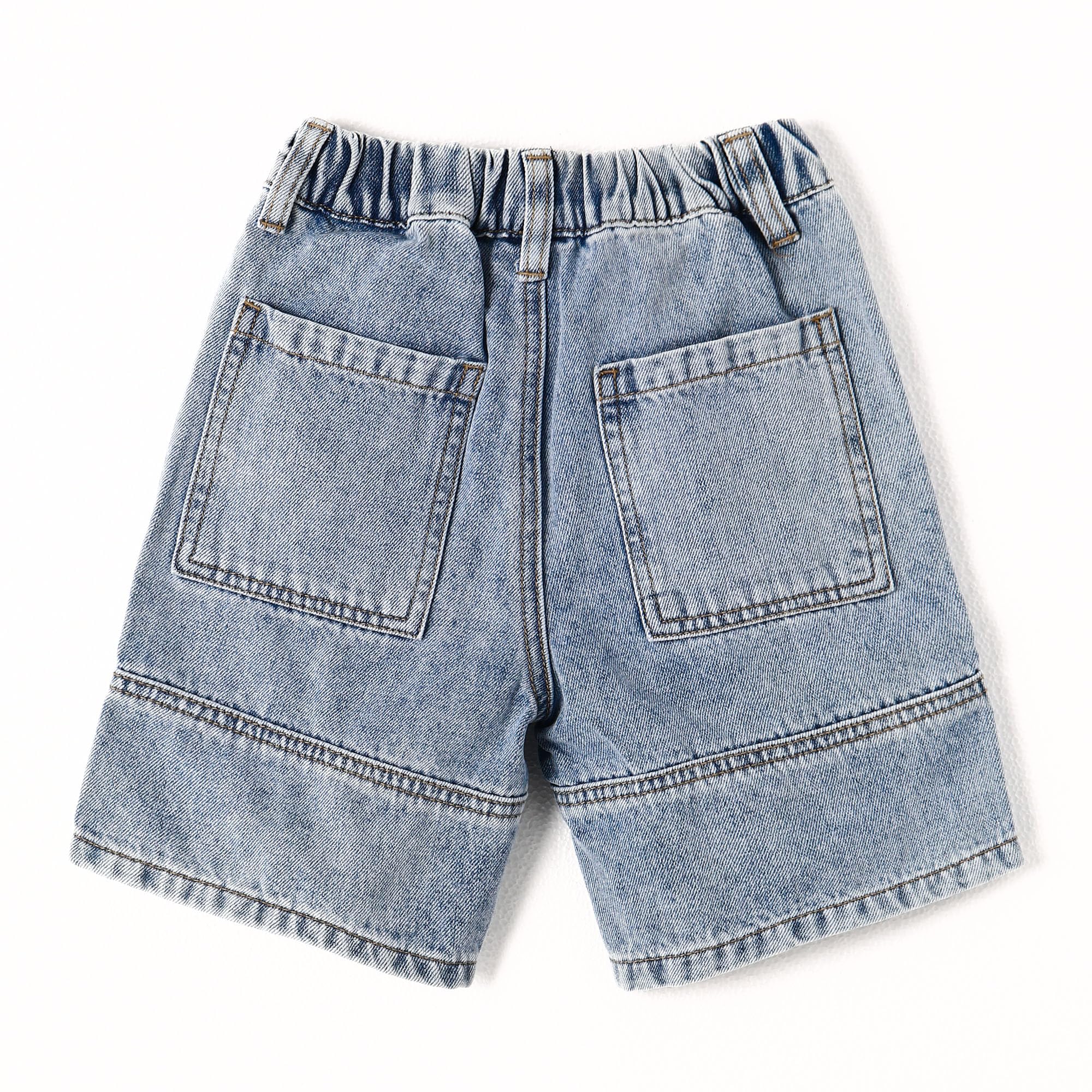 KIDSCOOL SPACE Baby & Toddler Denim Shorts for Boys - Elastic Waist with Adjustable Drawstring - Comfortable Summer Jeans Shorts - Perfect for Playtime, Beach & Outdoor Activities