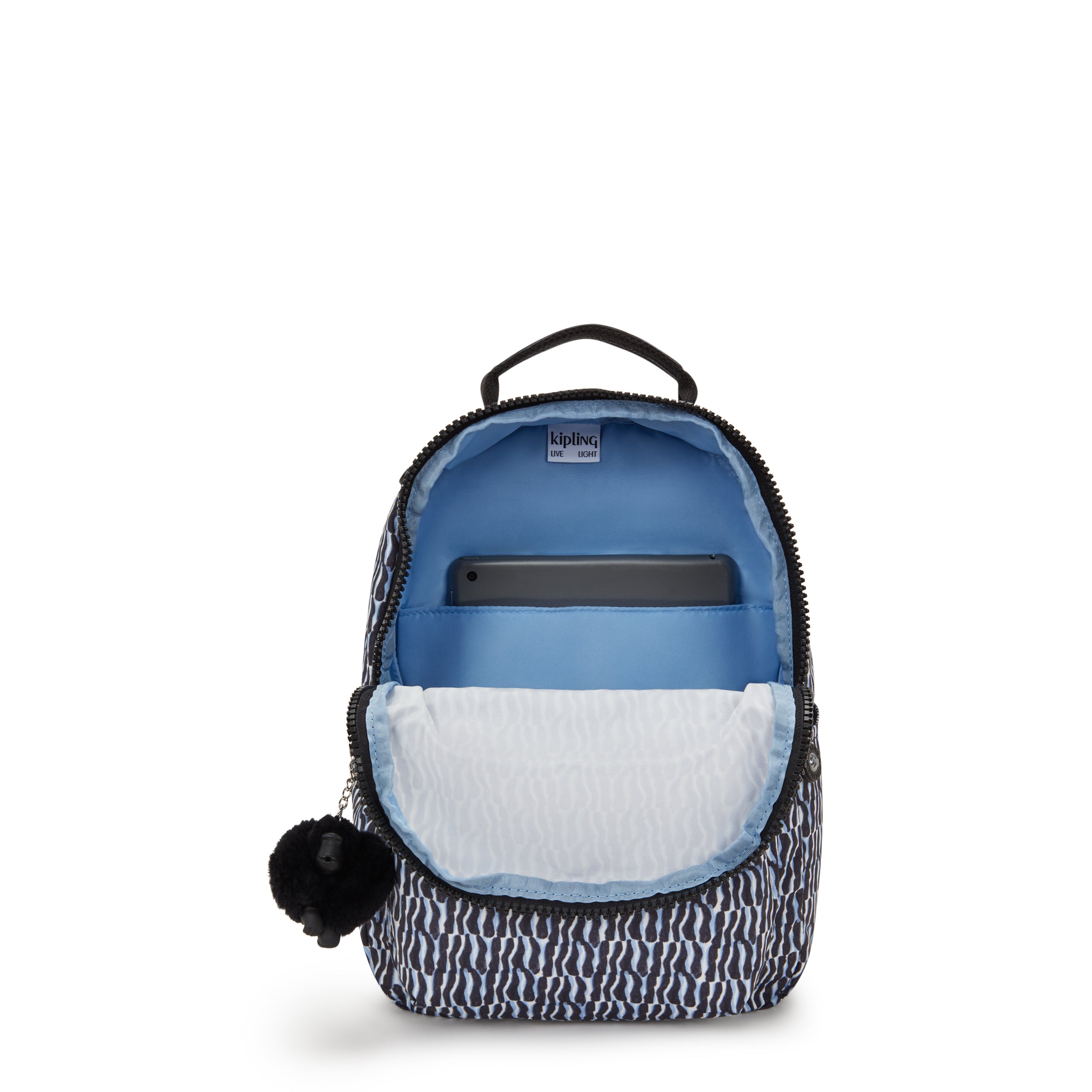 Kipling Seoul Small Printed Tablet Backpack - Lightweight Laptop Bag for Women & Men, Water-Resistant Travel Backpack for Work, School & Commuting - Holiday Waves Design