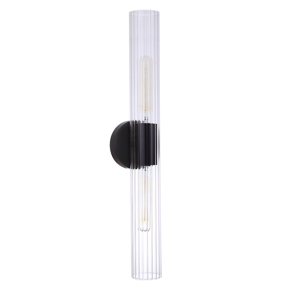 Millbrook 2 Light Wall Sconce in Black - Modern Wall Lighting Fixture for Bedroom, Living Room, and Hallway