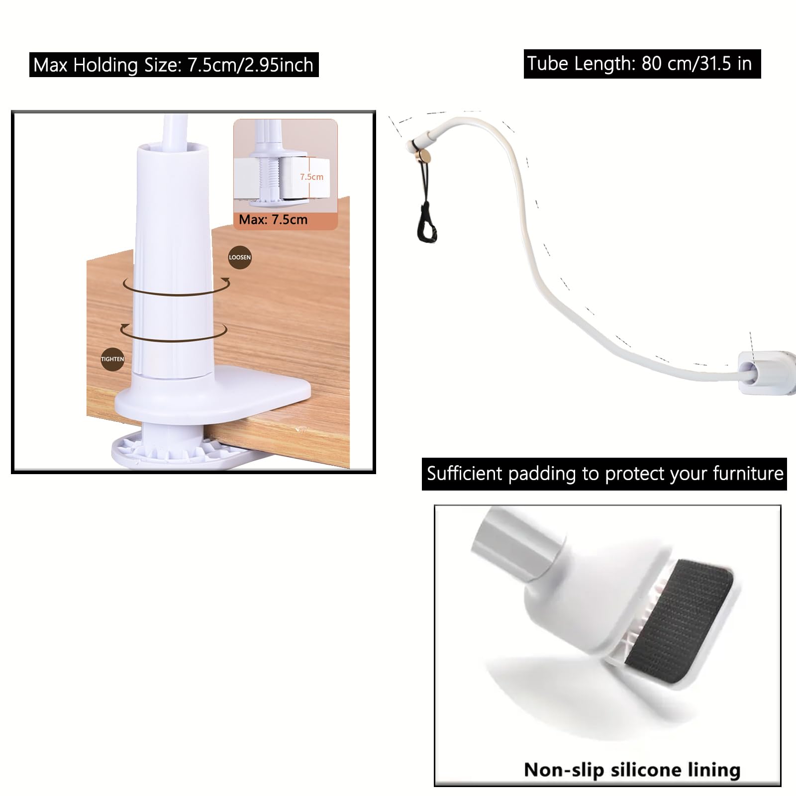 Portable CPAP Hose Lift and Holder for Travel & Home Use - Pre-Assembled, Flexible Design Fits Most Spaces | Ideal for CPAP Machine Users with Limited Bedside Space