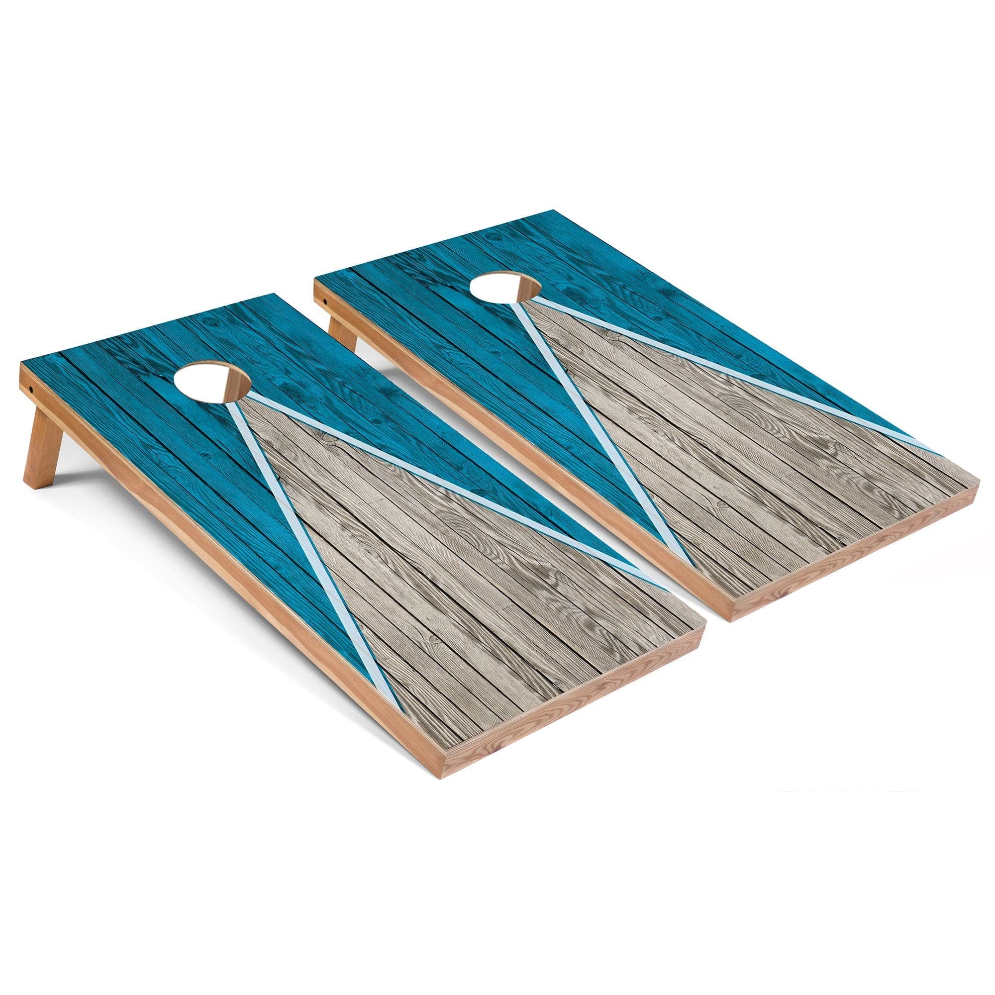 Regulation Size 2x4 Turquoise Pyramid Corn Hole Boards Set with 8 Corn Filled Bags, Carrying Case & LED Hole/Edge Lights - Perfect for Backyard Parties, Tailgating & Outdoor Games