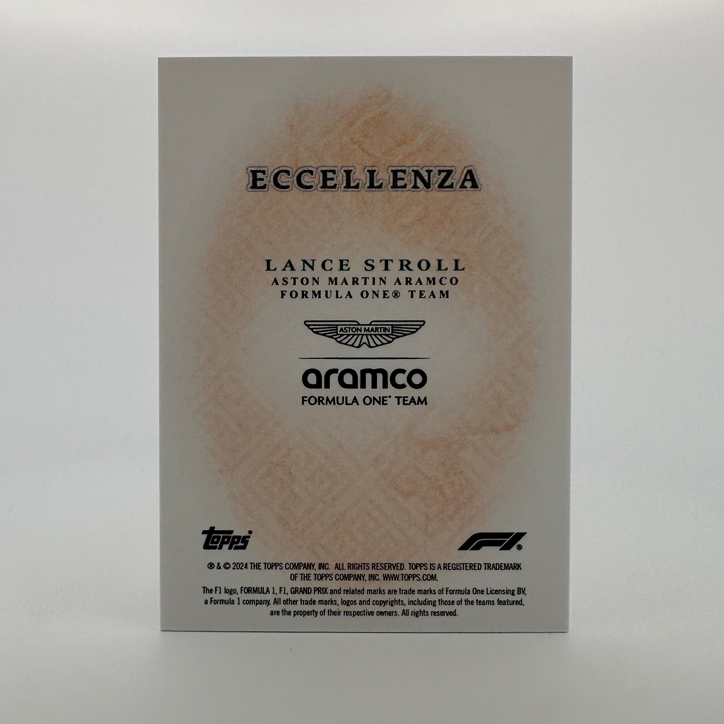 2024 Topps Eccellenza F1 Lance Stroll Orange Racing Card - Perfect for F1 Collectors, Fantasy Sports & Memorabilia Displays