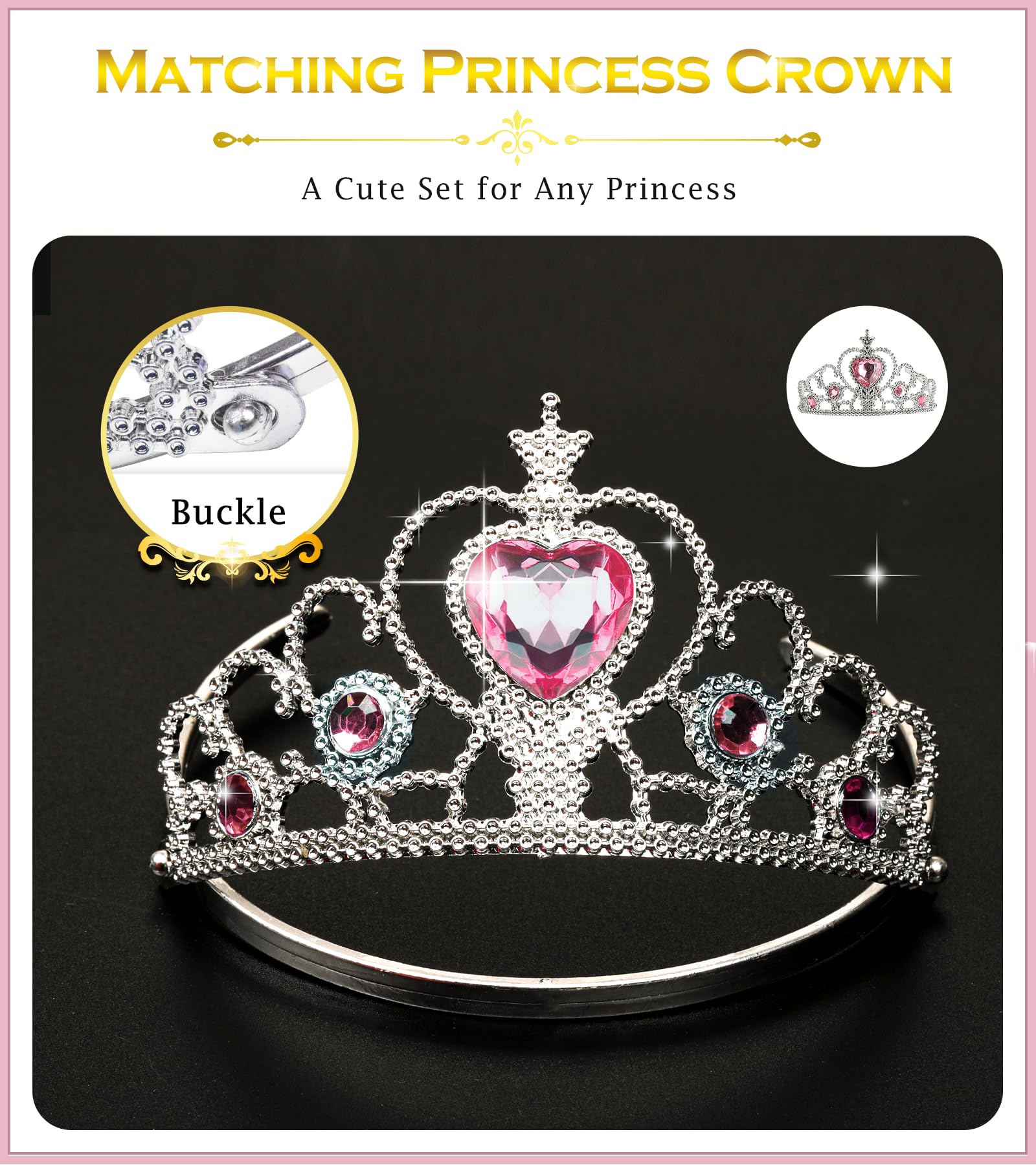 Princess Dress Up Set for Girls - Sparkling Tiara Crown & Magic Wand Toy Jewelry Kit, Perfect for Birthday Gifts & Pretend Play (Ages 3-6) | Royal Party, Dress Up Costume, Tea Party & Birthday Celebration Accessories