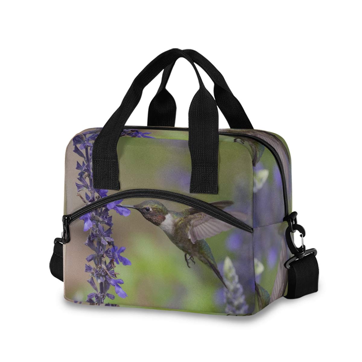 Blueangle Ruby-Throated Hummingbird Insulated Lunch Bag for Women & Men - Water-Resistant Thermal Tote Cooler Box with Organizer Pockets | Perfect for Work, School, Picnics & Outdoor Activities