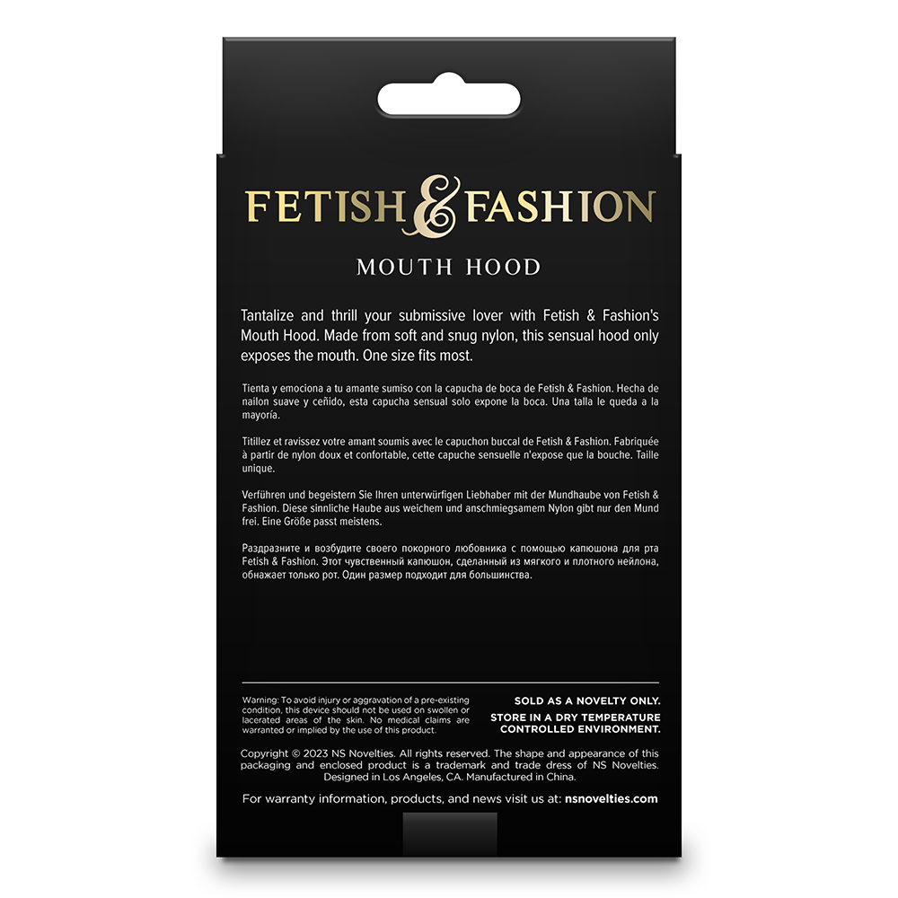 Fetish & Fashion Open Mouth Hood with Padded Eyes - BDSM Bondage Mask for Role Play, Sensory Deprivation, and Fetish Wear