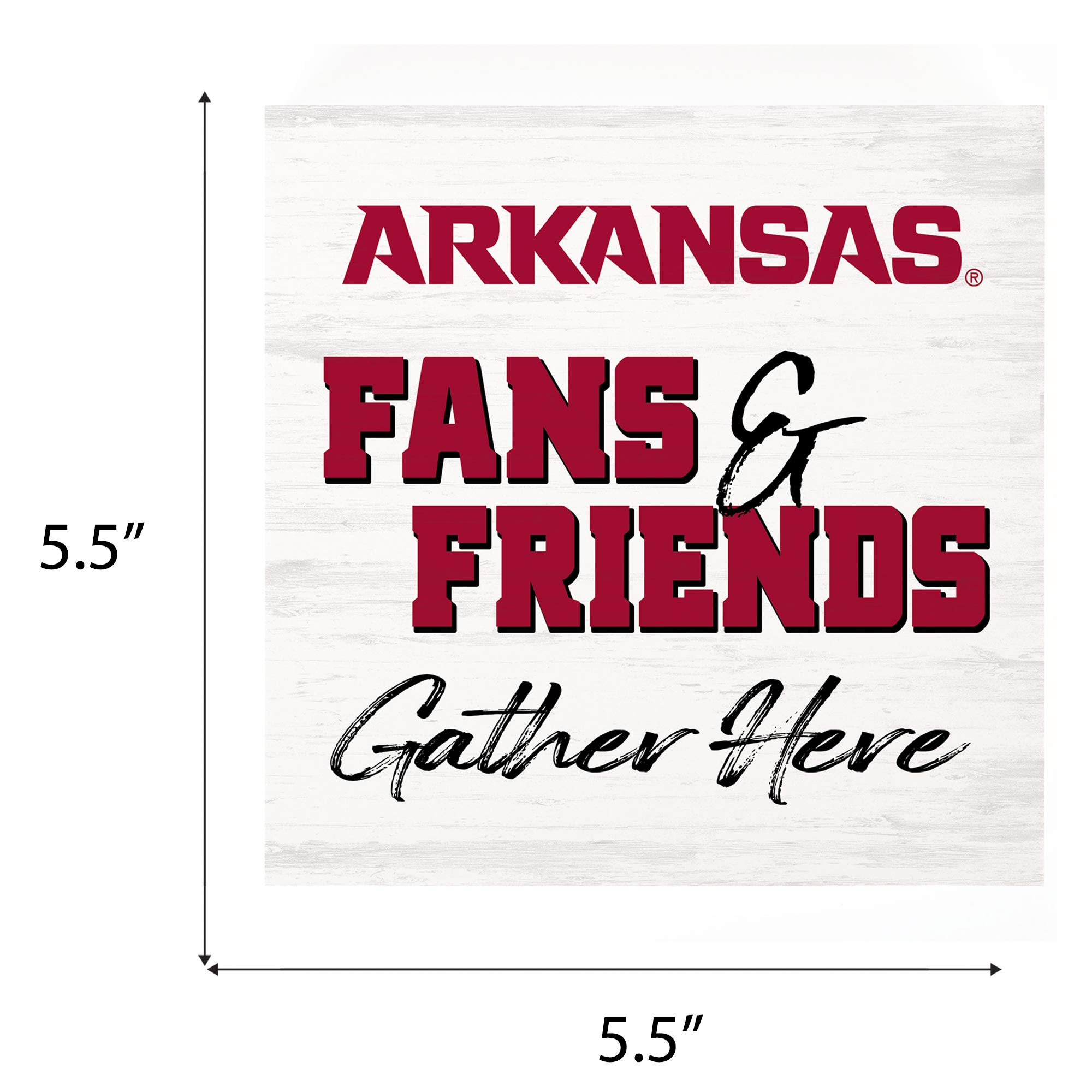 P. Graham Dunn Arkansas Razorbacks Wood Sign 5.5x5.5 - Perfect for Game Day Decor, Fan Cave & College Dorm Room - University of Arkansas Alumni Gift