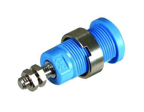 CT2236 4mm Safety Panel Mount Banana Jack with M4 Threaded Stud - 36 Amp, Blue (Pack of 50) - Ideal for Electrical Testing, DIY Projects, and Industrial Equipment Connections
