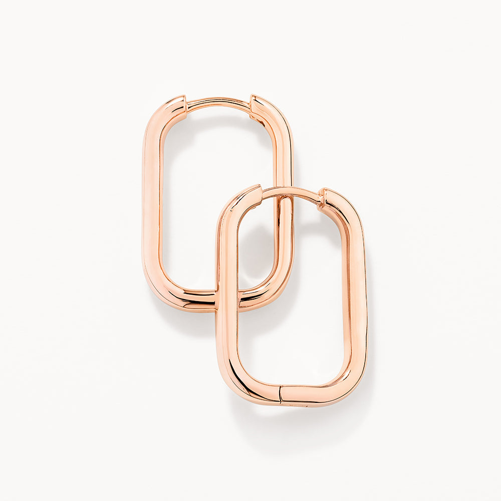 Rose Gold Midi Paperclip Earrings for Women - Trendy Minimalist Hoop Earrings for Everyday Wear, Office & Date Night