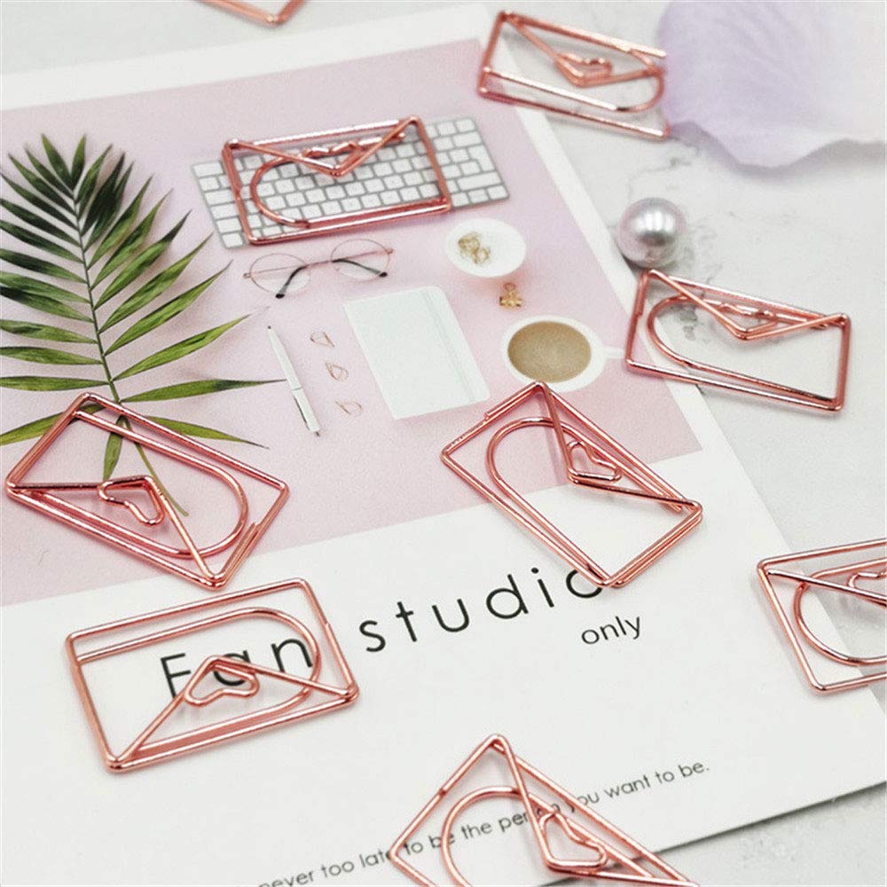 Envelope Shaped Small Paper Clips - 20pcs Cute Office & School Supplies for Bookmarking, Wedding Invitations, Valentine Decorations - Perfect for Planners, Notebooks & Party Decor