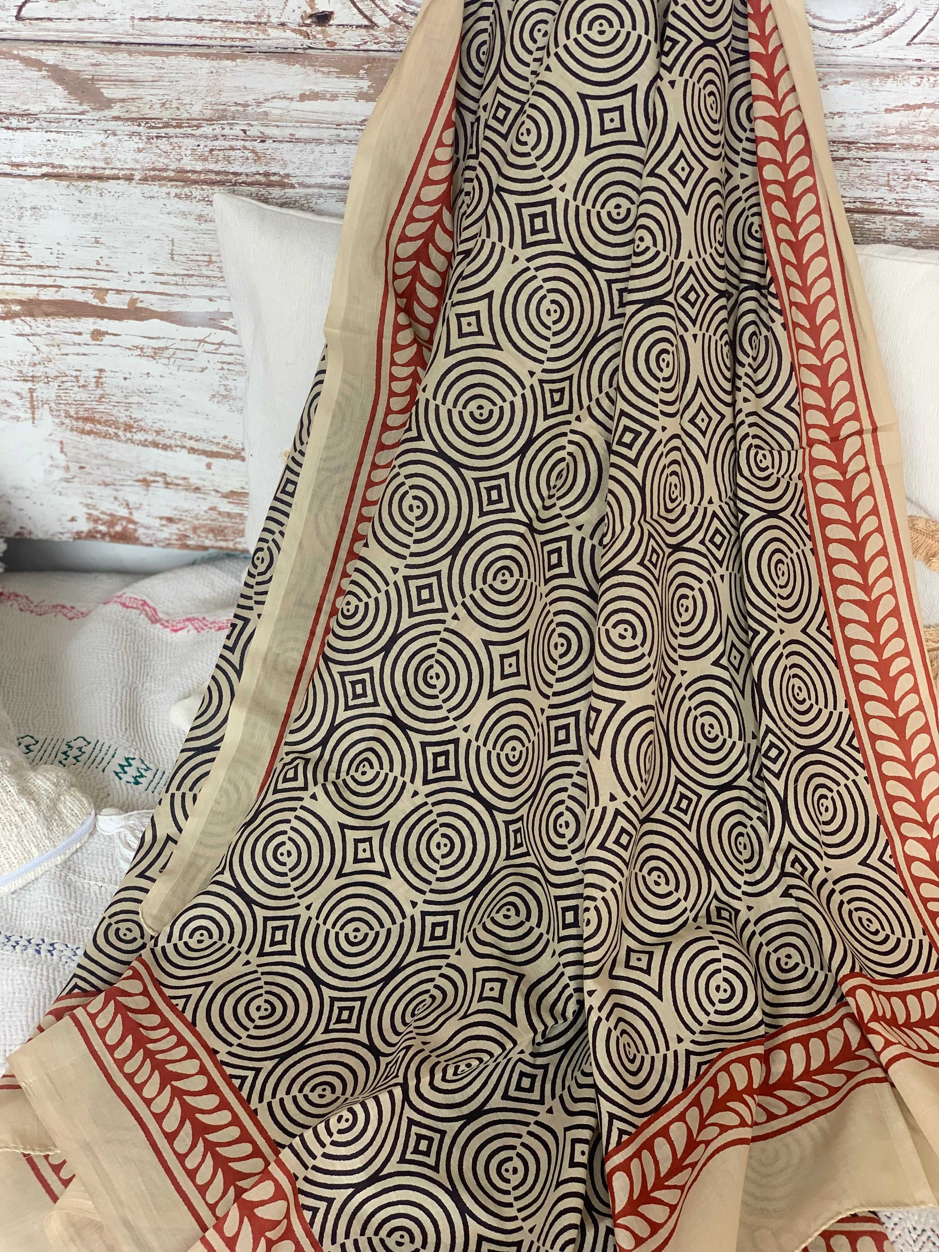 Large Size Block Print Sarong or Pareo - New Collection for Beach, Pool & Summer Vacations