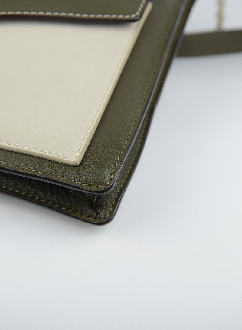 Celine Green Leather Shoulder Bag for Women - Elegant Crossbody Purse for Work, Travel & Everyday Use