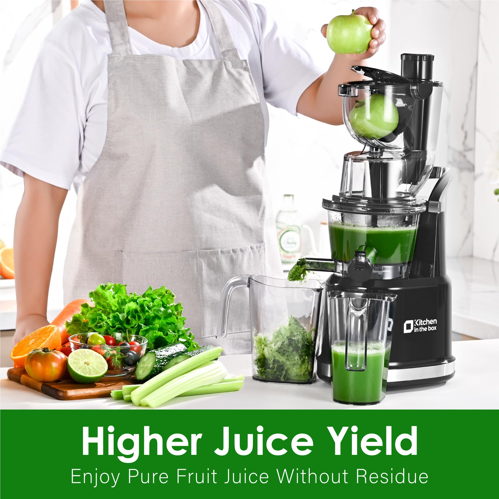 Premium Cold Press Juicer Machine - Slow Masticating Juicer with 3.26