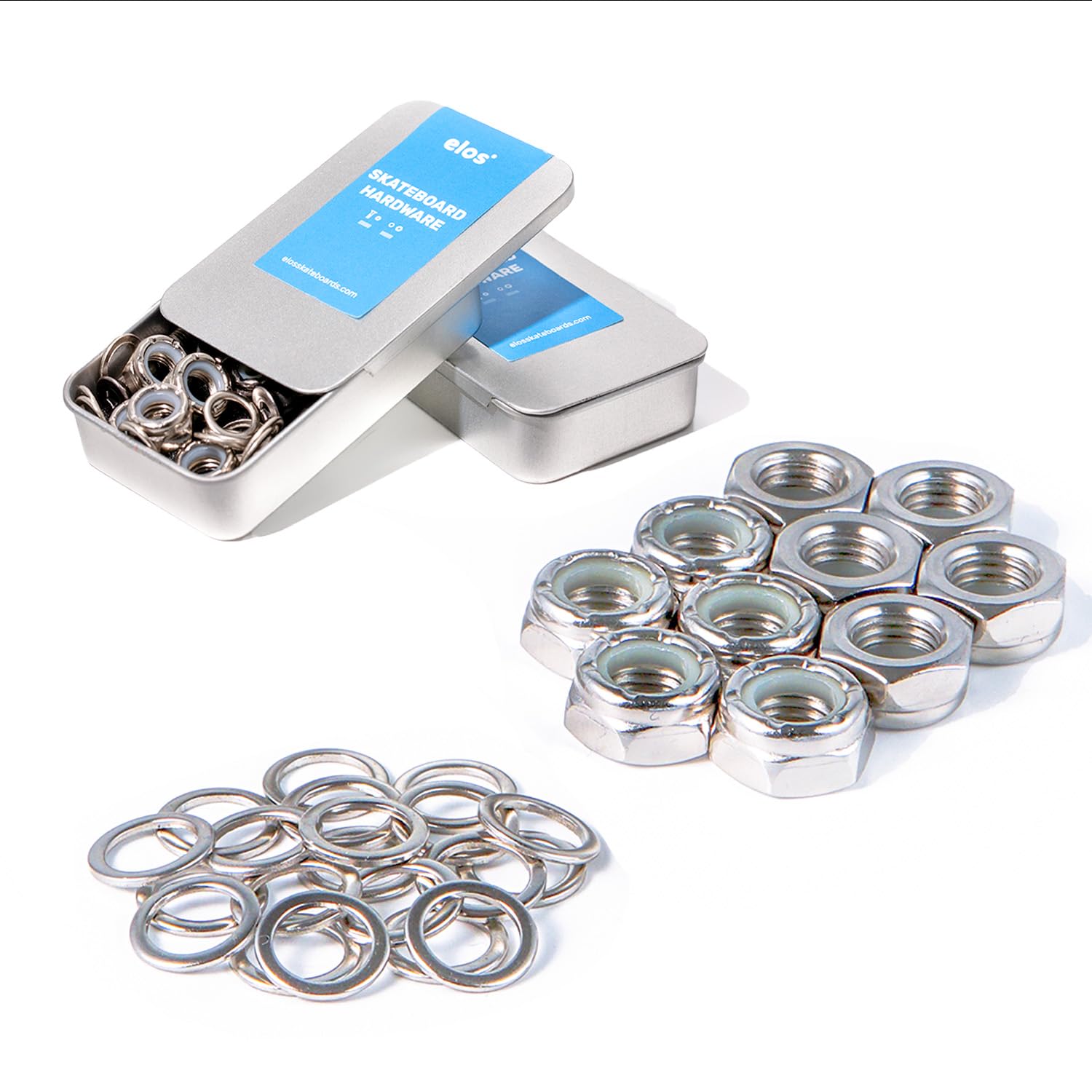 ELOS Skateboard Hardware Kit - Complete Skateboard Truck Mounting Set with Bearings, Bushings, Kingpin, Pivot Cups, Nuts & Bolts | Durable Skateboard Accessories & Replacement Parts for Smooth Riding & Tricks