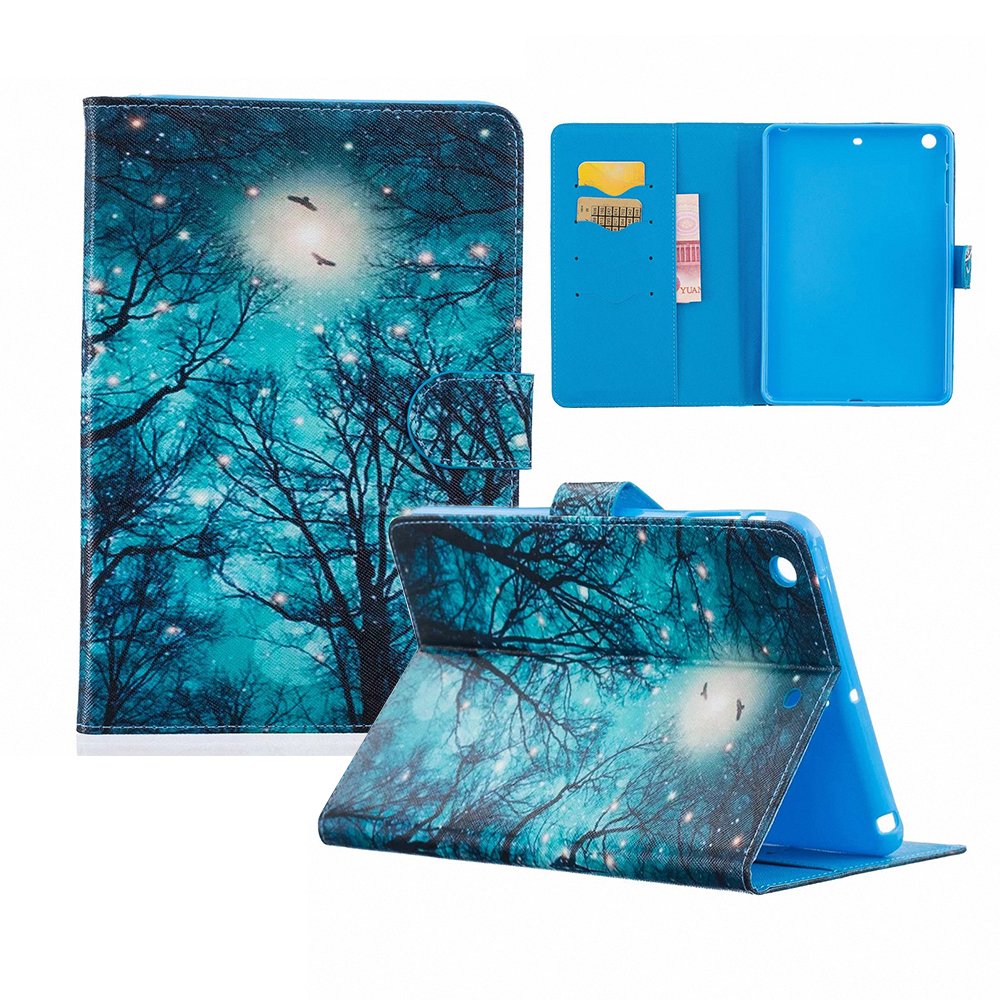 Premium Shockproof Hybrid Leather Case for iPad Mini 1/2/3 - Magnetic Stand, Card Slots & Cash Holder - Durable Full Protection Cover (Green Forest) - Perfect for Outdoor Use, Travel & Daily Commute