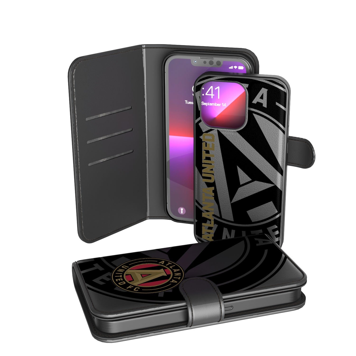 Atlanta United FC Tilt Wallet Phone Case - Slim RFID Blocking Credit Card Holder for iPhone & Samsung - Perfect for Soccer Games & Travel