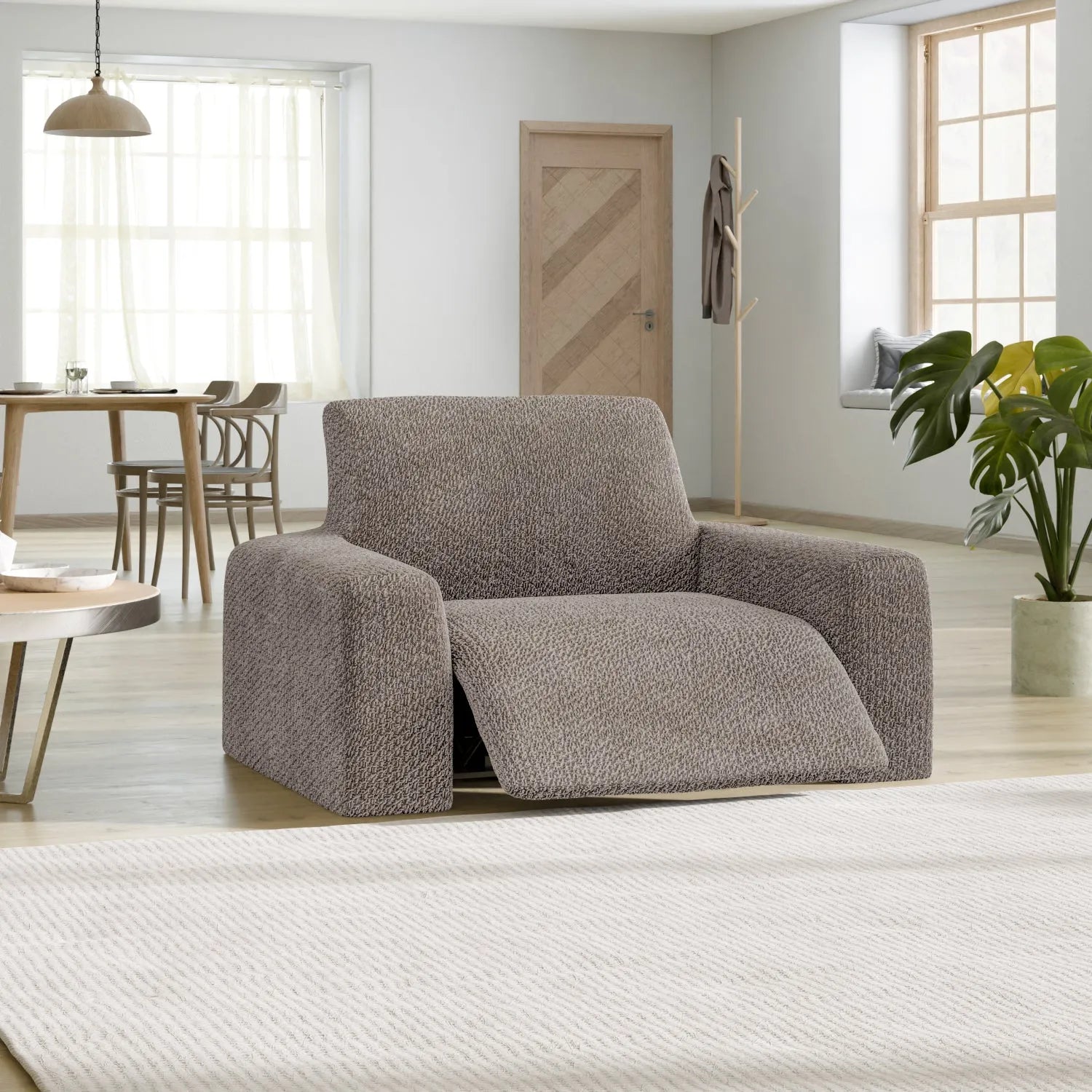 Velvet Reclining Armchair Slipcover - Soft Stretch Fabric Cover for Living Room, Bedroom, or Office - Easy to Install & Machine Washable
