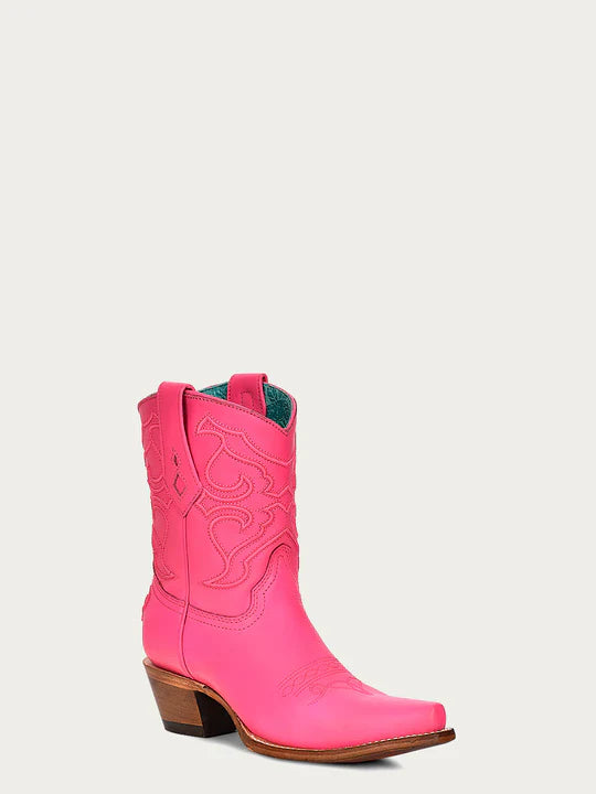 Z5137 Women's Embroidered Fuchsia Snip Toe Ankle Boots - Stylish & Comfortable for Casual Outings, Parties & Fall Fashion