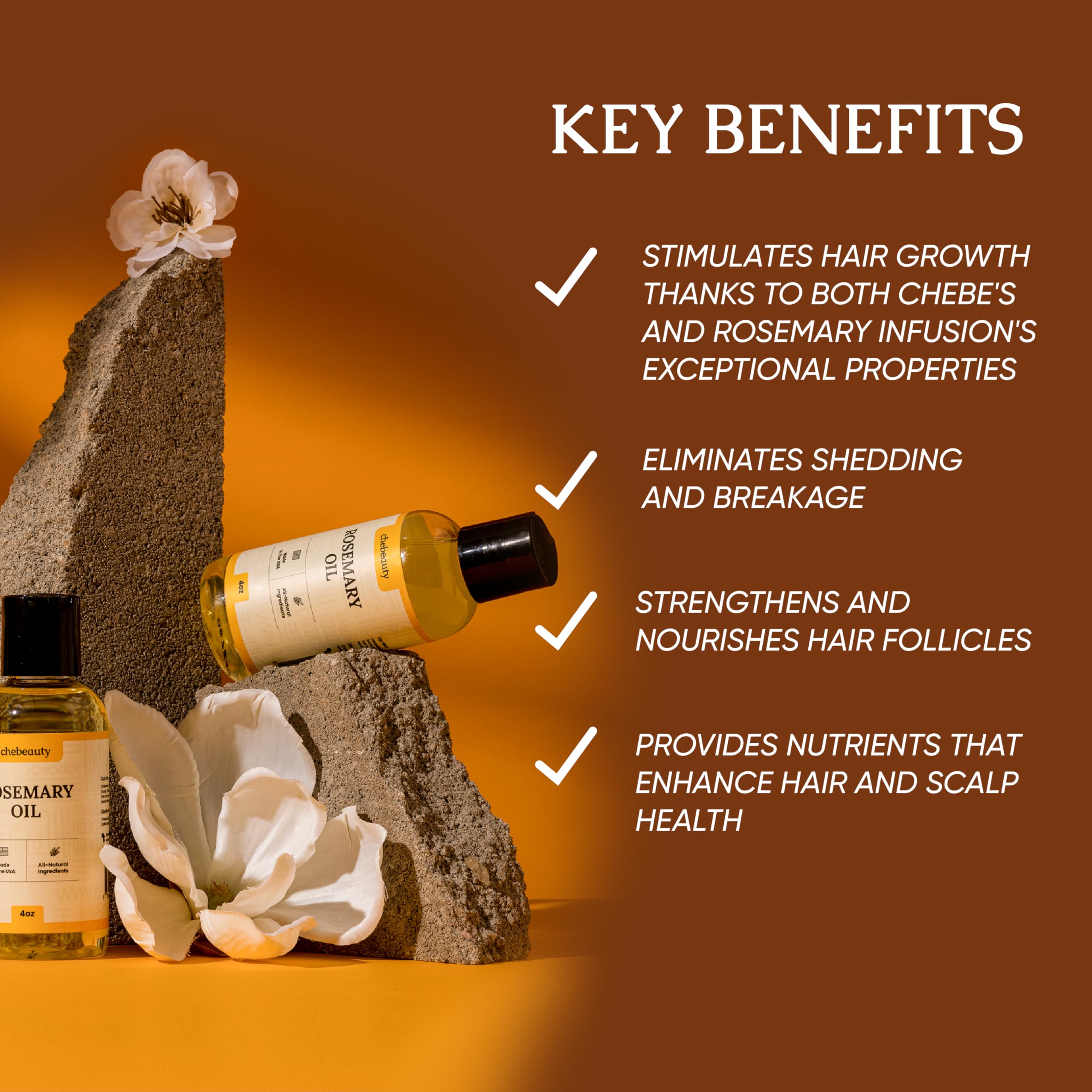 Organic Rosemary Essential Oil for Hair Growth & Scalp Care - 100% Pure Rosemary Elixir for Stronger, Thicker Hair - Natural Hair Treatment for Men & Women - Perfect for Daily Hair Care Routine & Scalp Massage (4 Fl Oz)