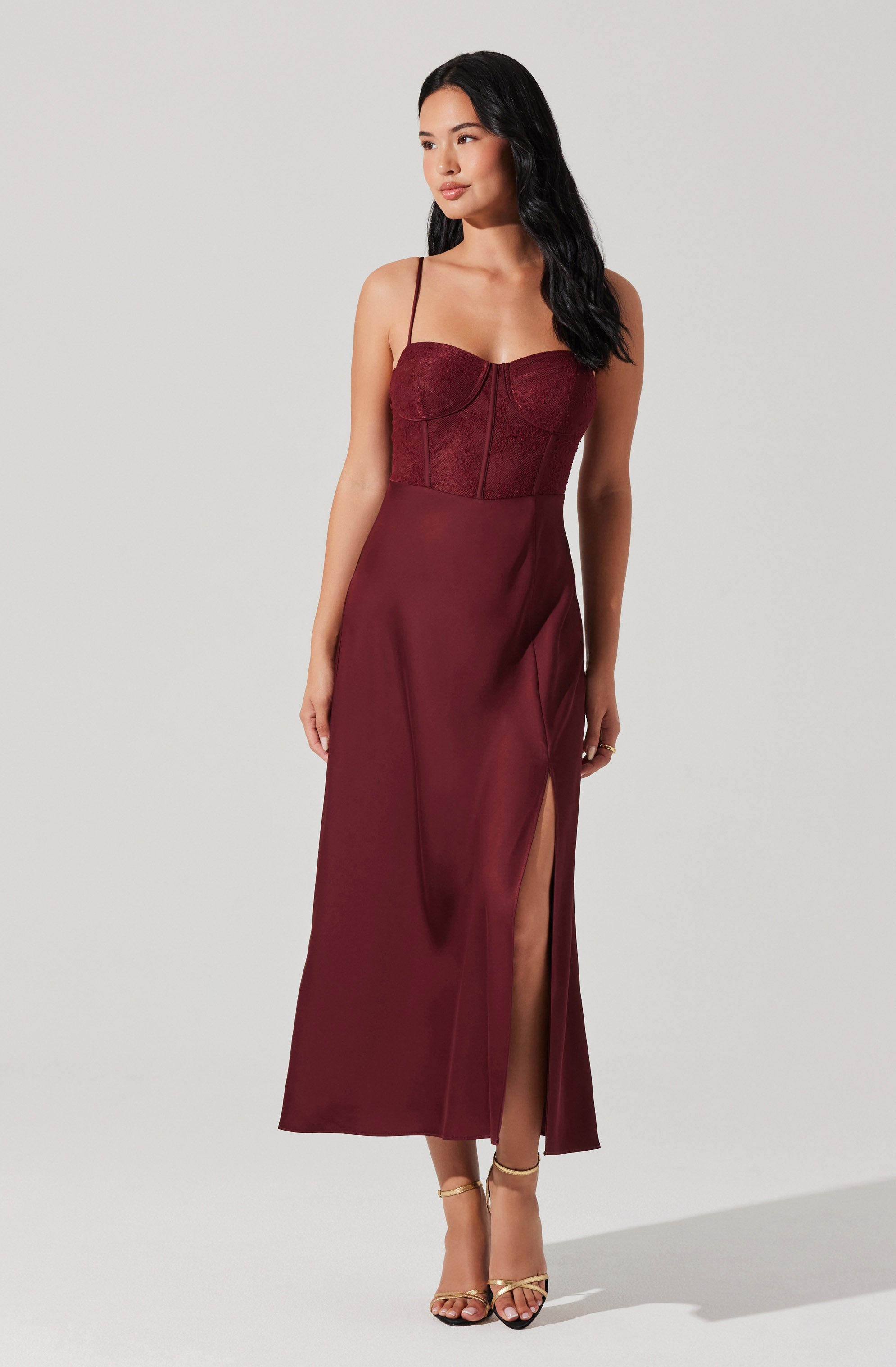 Elegant Lace Bustier Midi Dress for Women - Vintage Floral Corset Party Dress for Weddings, Date Nights & Special Occasions