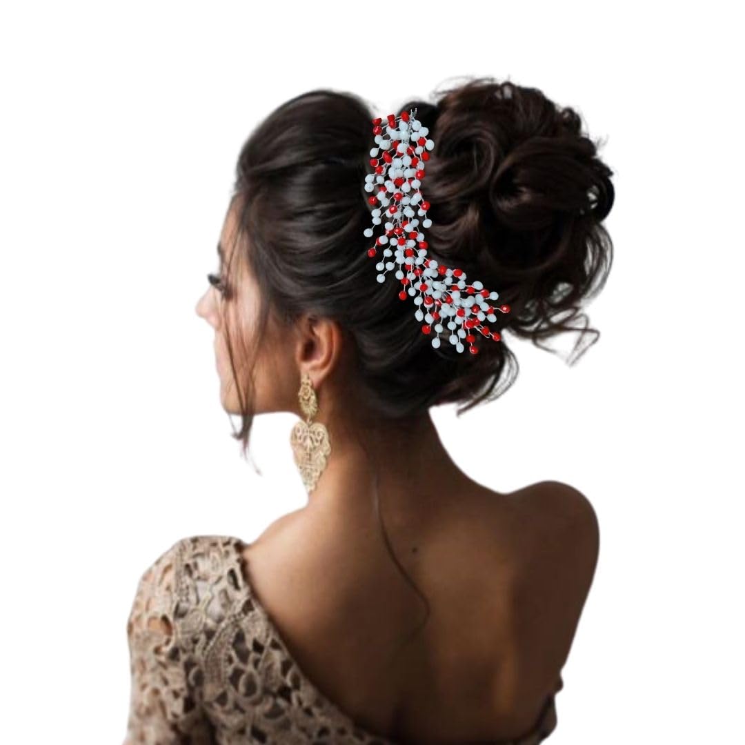 Premium Beads & Crystal Hair Accessories for Girls & Women - Elegant Juda Bun, Updo Hairstyle Headpieces for Wedding, Party & Special Occasions | Perfect for Bridal, Prom, Formal Events & Everyday Glam