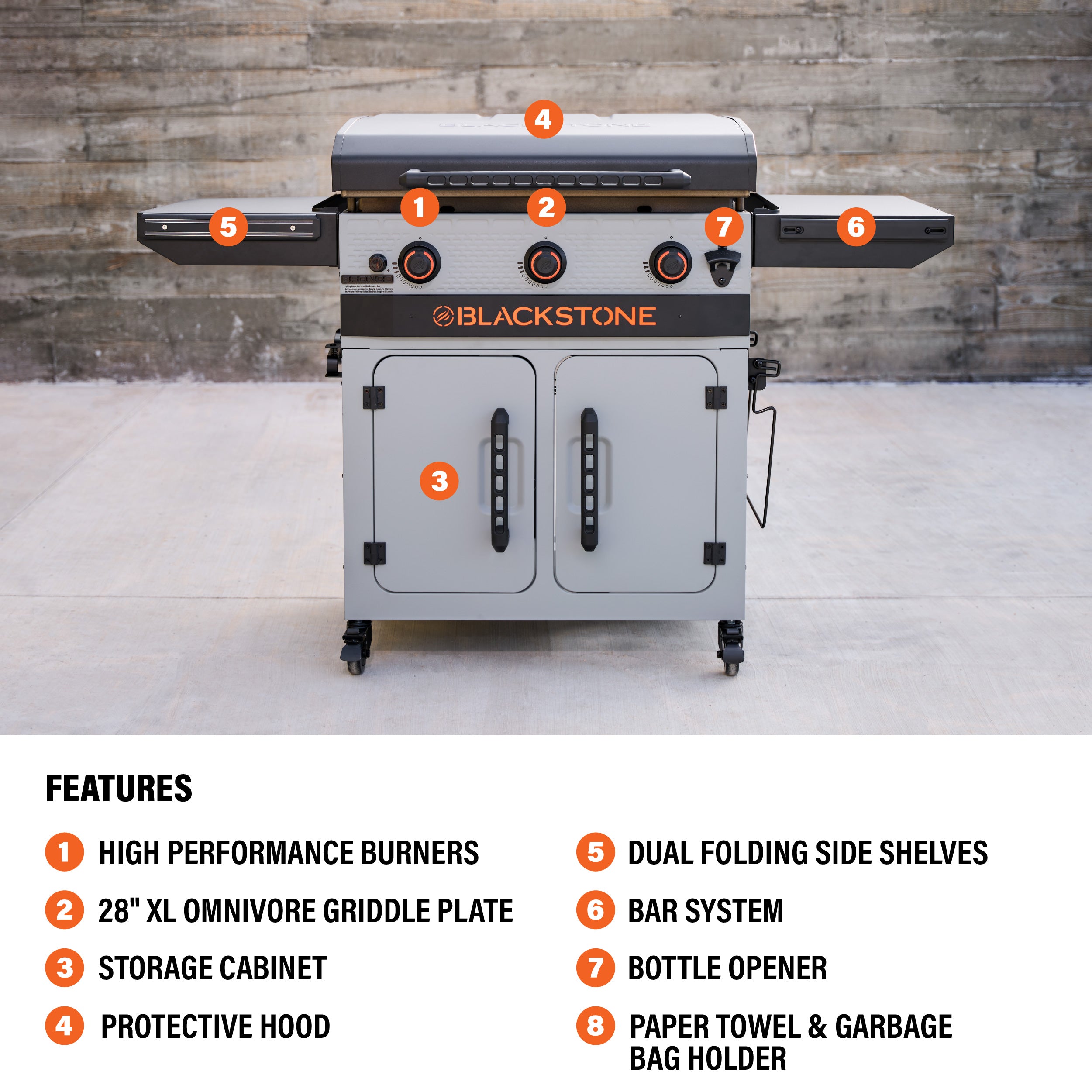 Bronco 28 XL Griddle with Cabinet - Heavy Duty Outdoor Flat Top Grill for Camping, Tailgating & Backyard BBQs - Stainless Steel Commercial Griddle with Storage