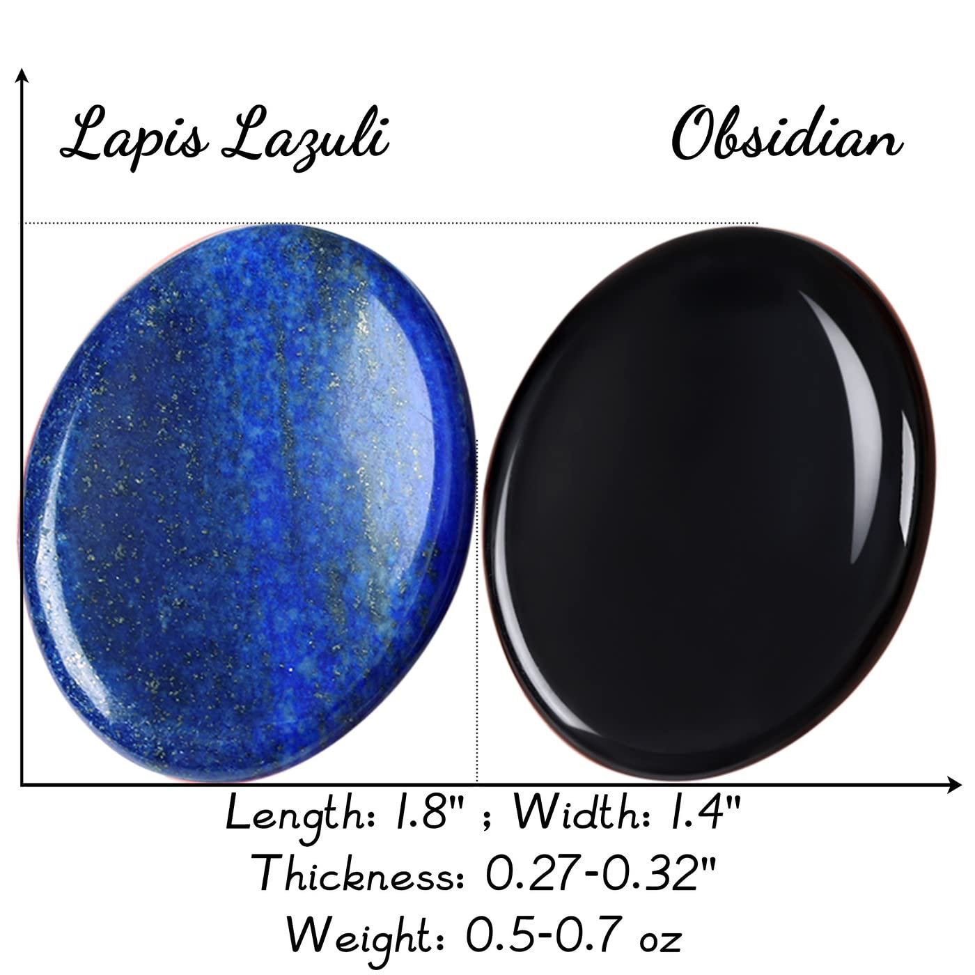 Lapis Lazuli Worry Stones - 2PCS Hand Carved Healing Crystals for Anxiety Relief & Meditation (Pocket Gemstones)
