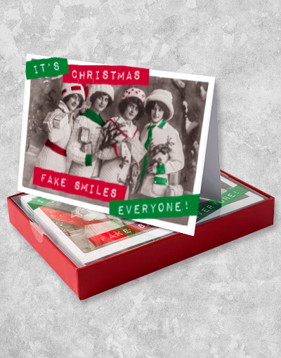 15 Count Boxed Christmas Cards - Fake Smiles Holiday Greeting Cards for Family & Friends | Perfect for Christmas Parties, Office Gifts & Festive Mailings