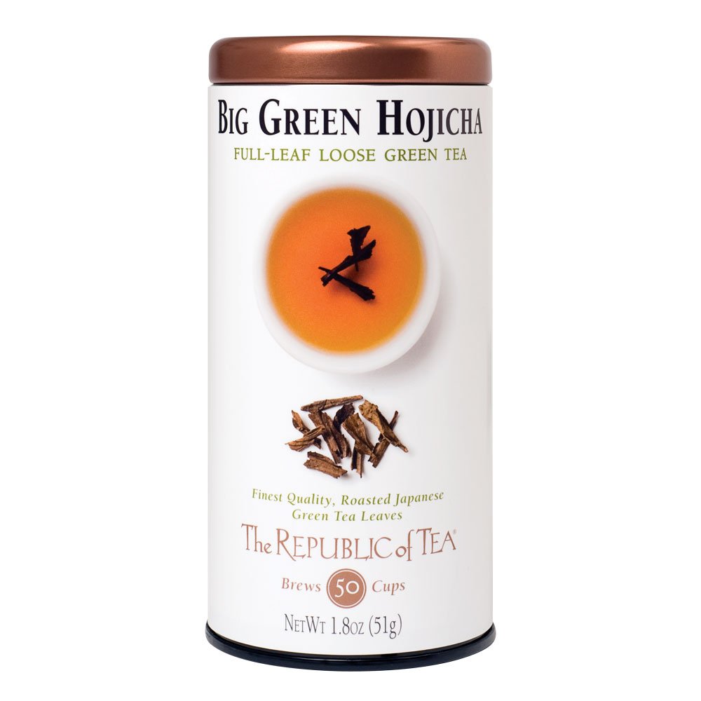 Organic Hojicha Green Tea Leaves - The Republic of Tea Big Green Full-Leaf Tea, 1.8oz (50-60 Cups) | Roasted Japanese Green Tea for Relaxation, After Dinner & Evening Tea Time