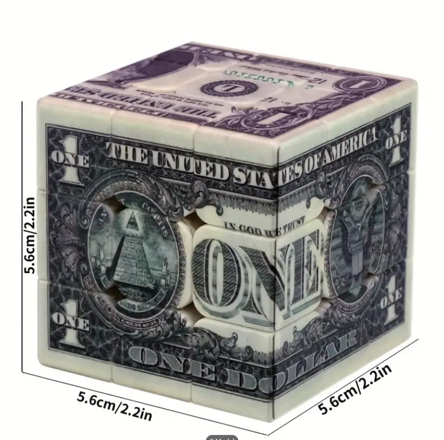3x3 Speed Cube with Dollar Bill Pattern - Fast Turning Magic Cube Puzzle for Teens & Adults - 5.6cm/2.2