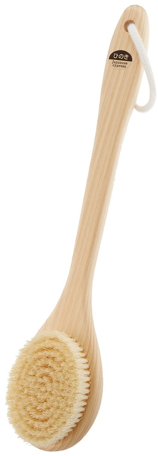 Ishimizu 00380 Dry Body Brush with Cypress Bristles for Exfoliation & Lymphatic Drainage - Perfect for Spa, Self-Care & Detox Routines