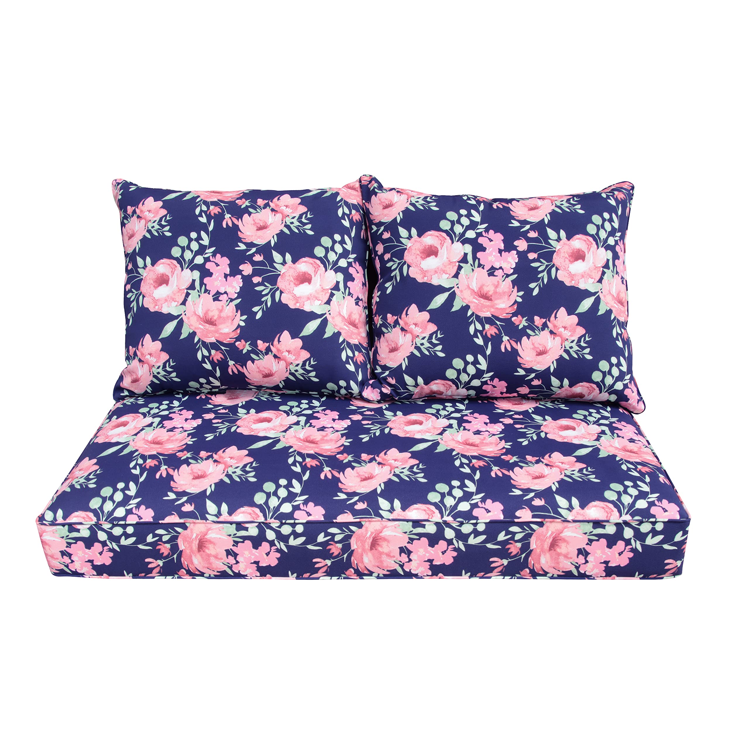 Premium Outdoor Cushions for Patio Furniture - Deep Seat Loveseat Cushion Set, Waterproof & Comfortable, Floral Pink Design - Perfect for Garden, Poolside, and Backyard Relaxation