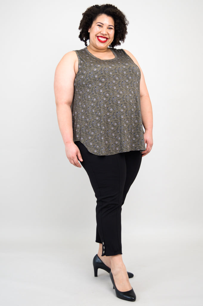Jazz Tank Top with Daffodil Print & Bamboo Fabric - Women's Casual Summer Blouse for Music Festivals & Beach Outings