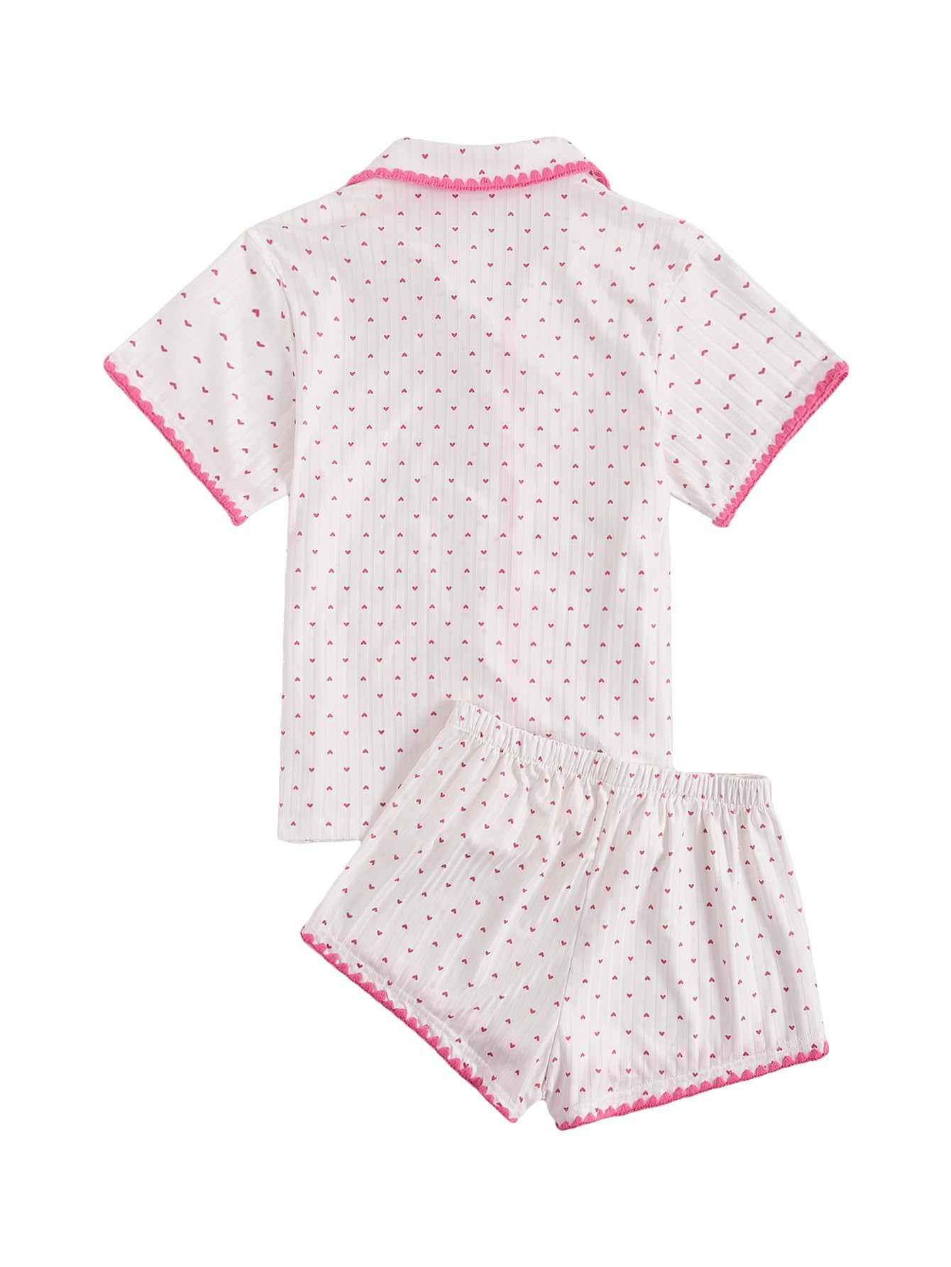 Verdusa Women's 2-Piece Pajama Set - Cute Button-Up Short Sleeve Top & Shorts Sleepwear - Soft & Comfortable Lounge Pjs for Nightwear, Relaxing at Home, or Sleepovers
