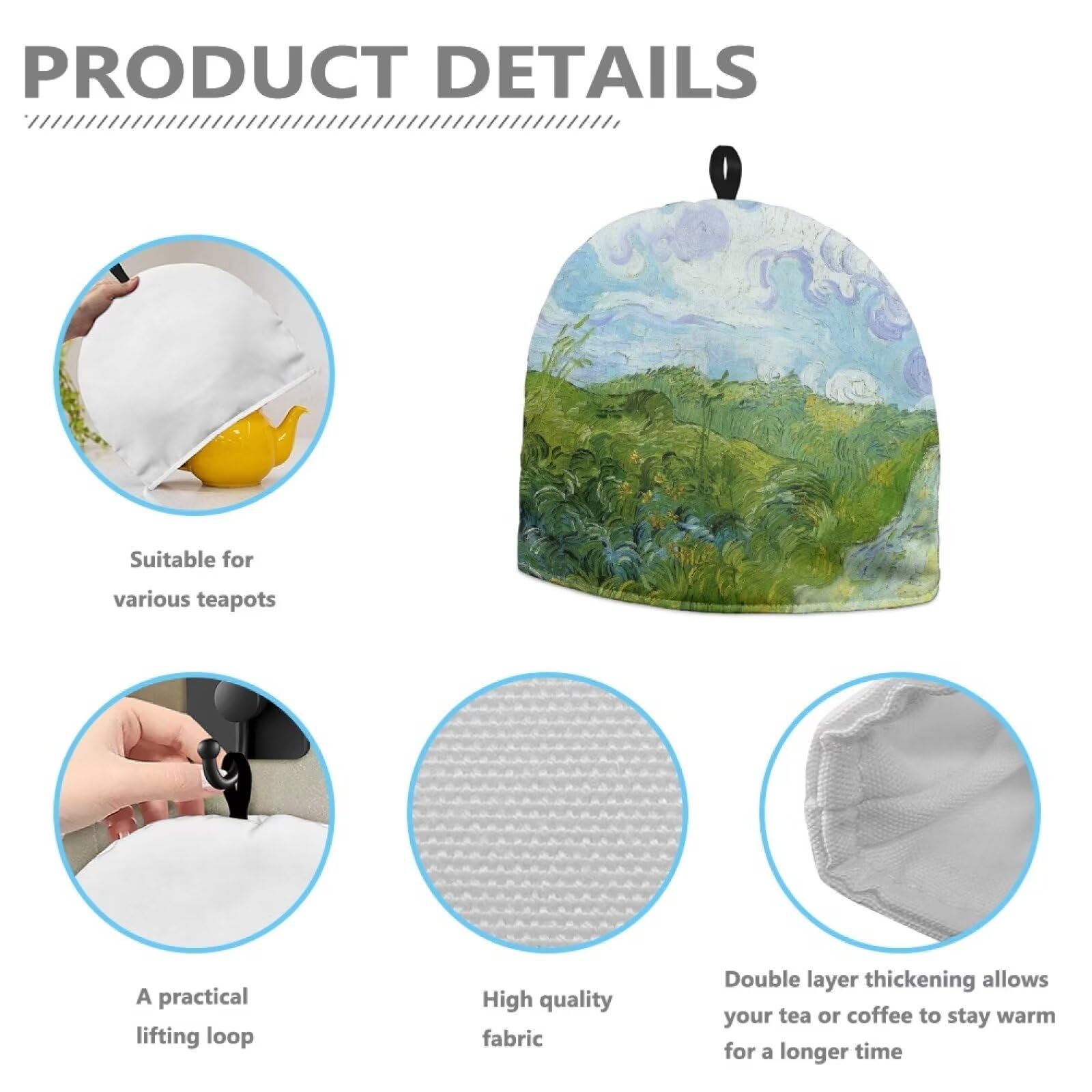 Shockproof & Insulated Teapot Cover - Wheat Field Design Tea Cozy for Teapots & Kettles | Heat-Resistant Kitchen Accessory for Breakfast Tea & Home Decor