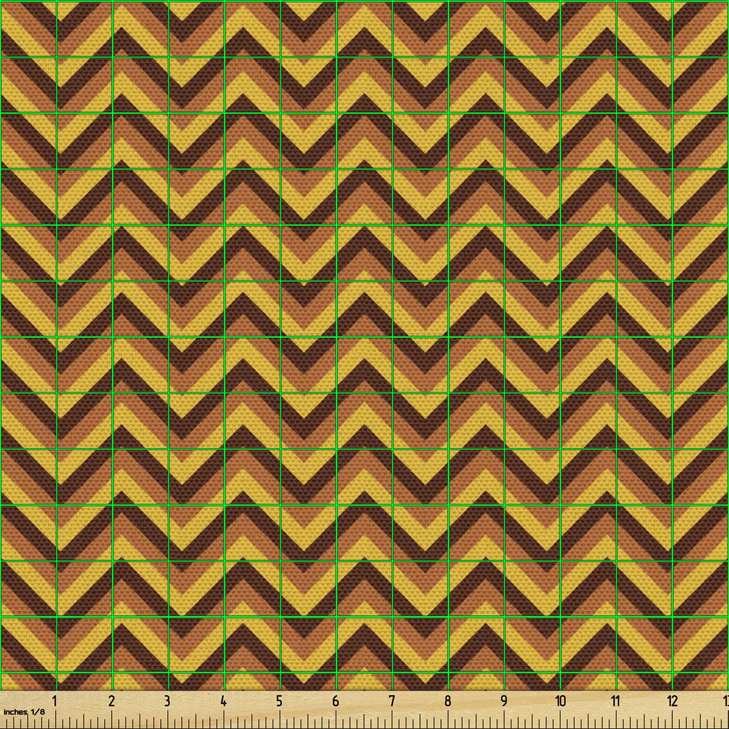 Ambesonne Yellow Chevron Fabric - 2 Yards for Upholstery & Home Decor