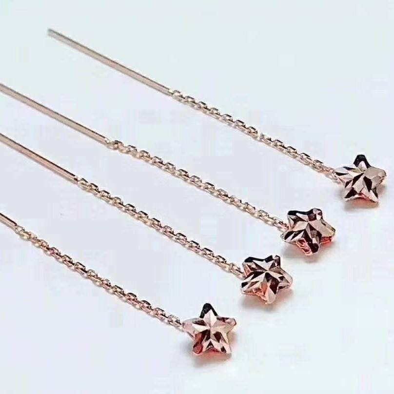 18K Royal Rose Gold Star Drop Dangle Earrings for Women - Elegant Celestial Jewelry for Parties, Weddings & Special Occasions