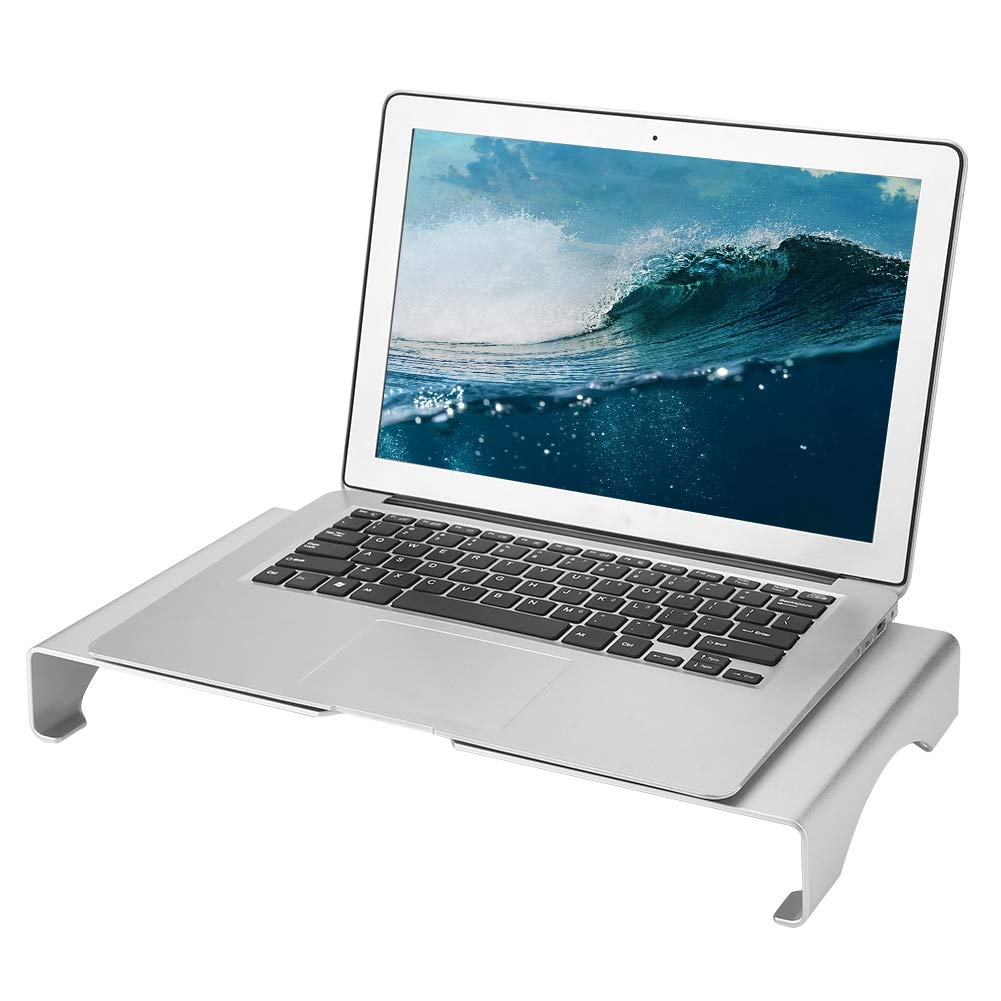 Premium Aluminum Alloy Laptop Stand Riser - Adjustable 5cm Height Silver Computer Monitor Shelf for Desk Organization | Perfect for Home Office, Gaming Setup & Workspace Ergonomics