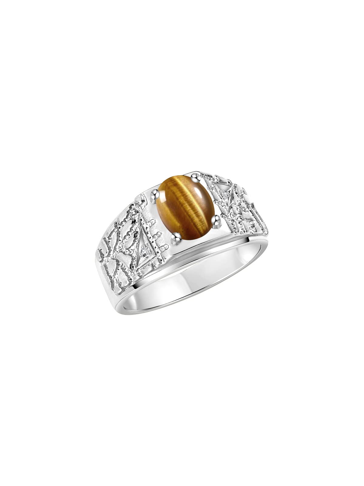 Rylos Men's Designer Nugget Ring - 9X7MM Oval Gemstone & Diamond Birthstone Ring in Sterling Silver (Sizes 8-13) | Perfect for Gifts, Weddings & Everyday Wear | Stylish Men's Jewelry