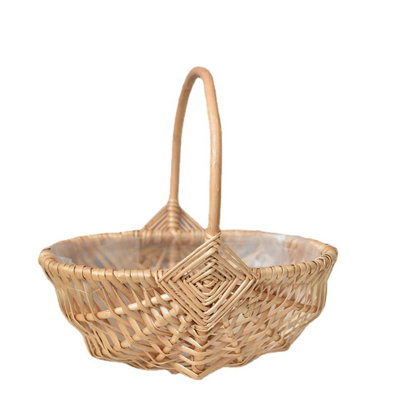 VALINK Handmade Woven Rattan Storage Basket with Waterproof Liner - Natural Flower Basket for Home Decor, Wedding Centerpiece & Photo Props | Perfect for Farmhouse Style, Bathroom Organization & Gift Giving